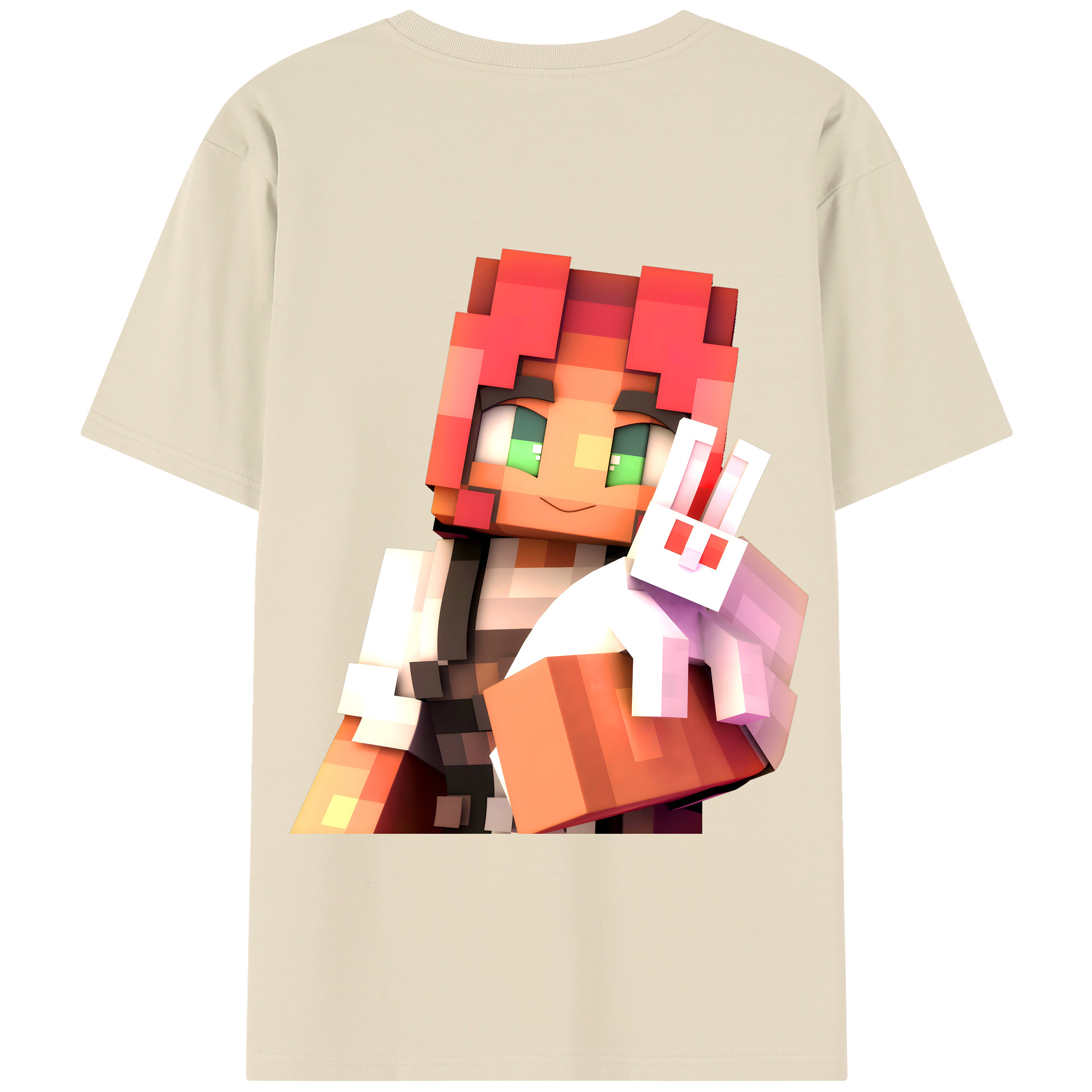 （画像用） マインクラフト ブロックの世界 Minecraft MC Block world 綿100％半袖Tシャツ（背面プリント）