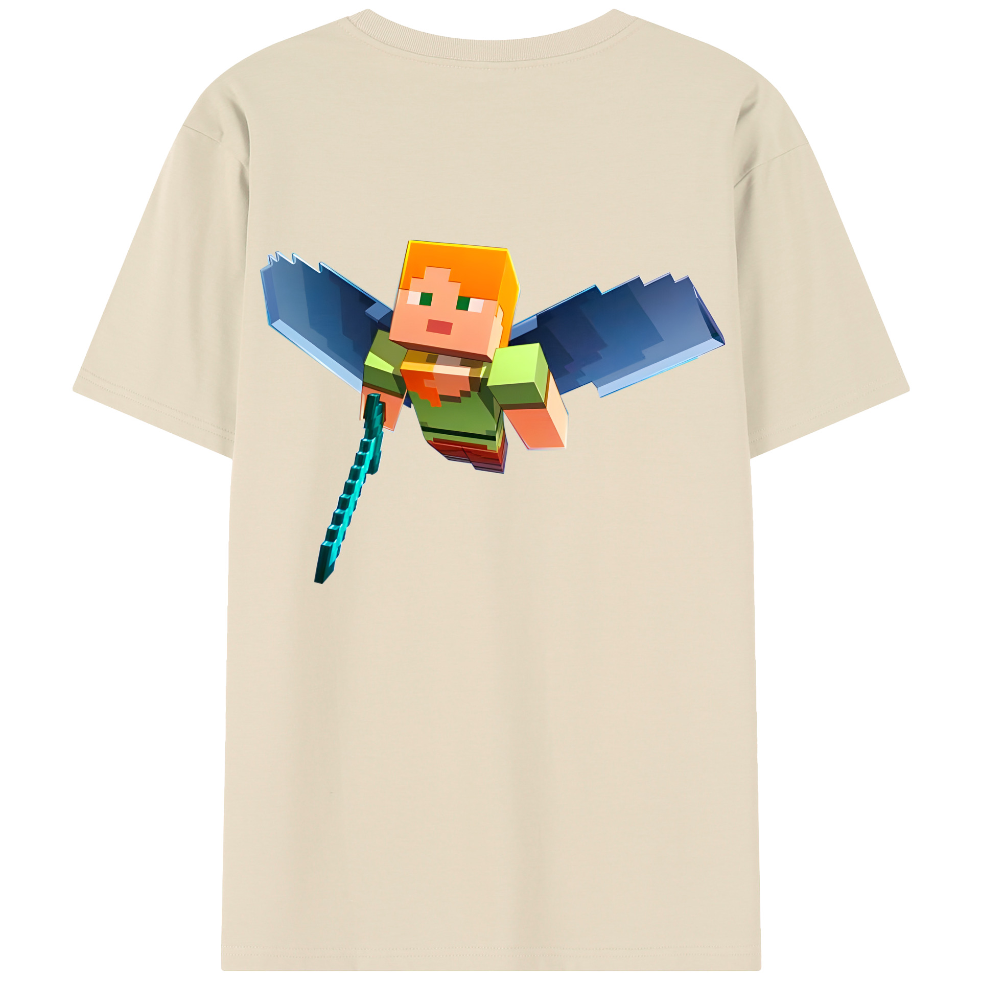 （画像用） マインクラフト ブロックの世界 Minecraft MC Block world 綿100％半袖Tシャツ（背面プリント）