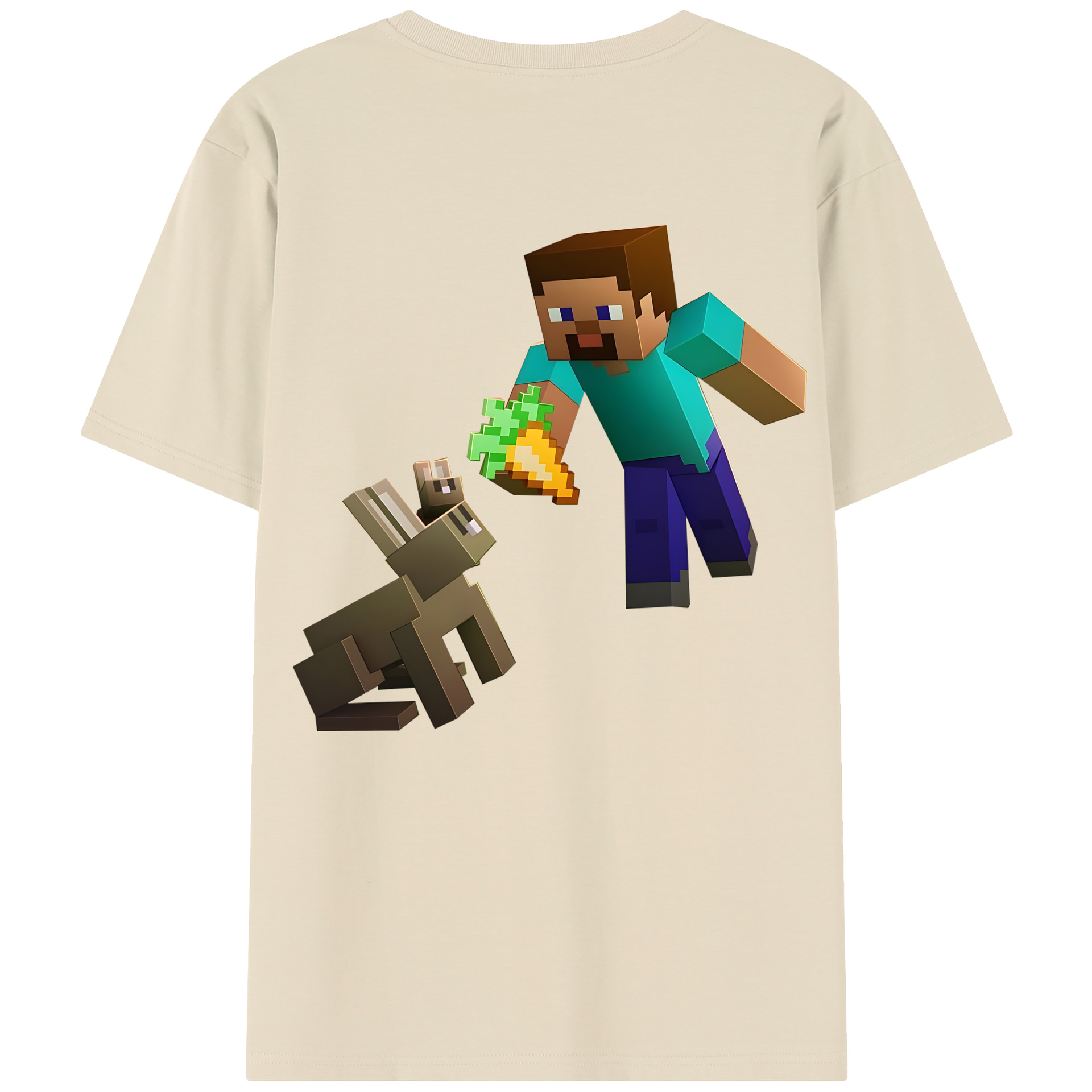 （画像用） マインクラフト ブロックの世界 Minecraft MC Block world 綿100％半袖Tシャツ（背面プリント）