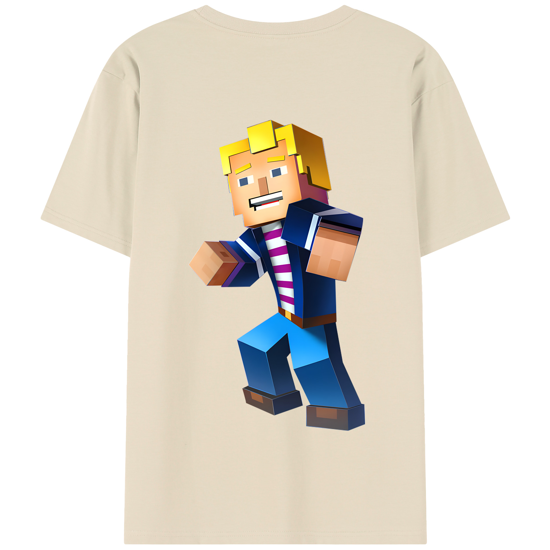 （画像用） マインクラフト ブロックの世界 Minecraft MC Block world 綿100％半袖Tシャツ（背面プリント）