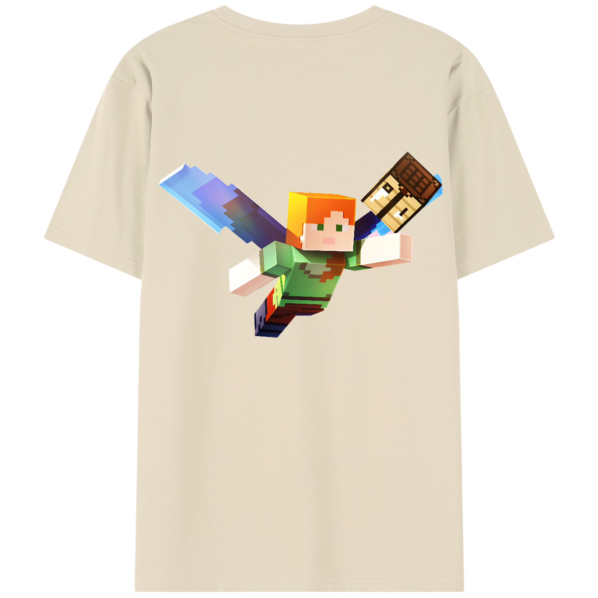 （画像用） マインクラフト ブロックの世界 Minecraft MC Block world 綿100％半袖Tシャツ（背面プリント）