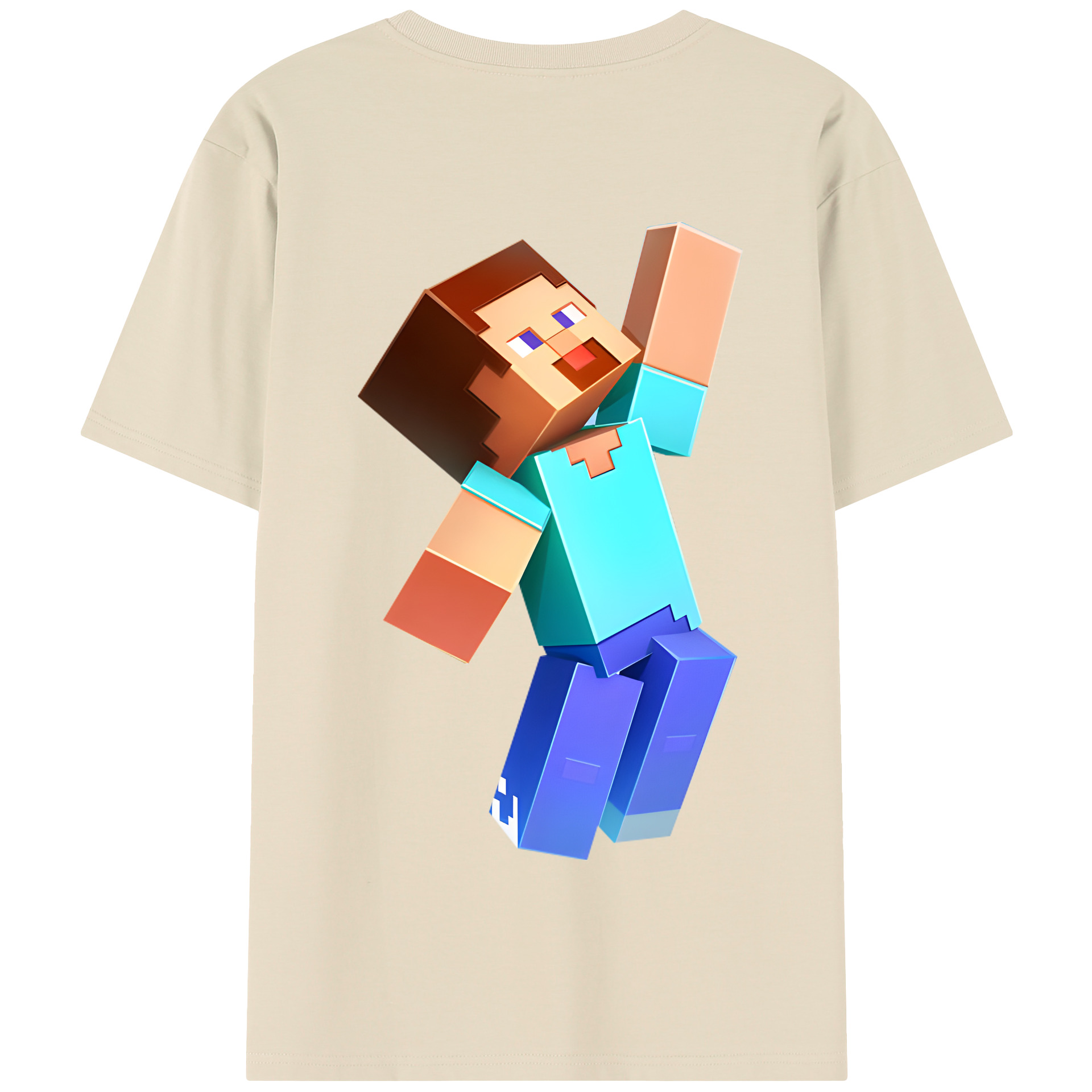 （画像用） マインクラフト ブロックの世界 Minecraft MC Block world 綿100％半袖Tシャツ（背面プリント）