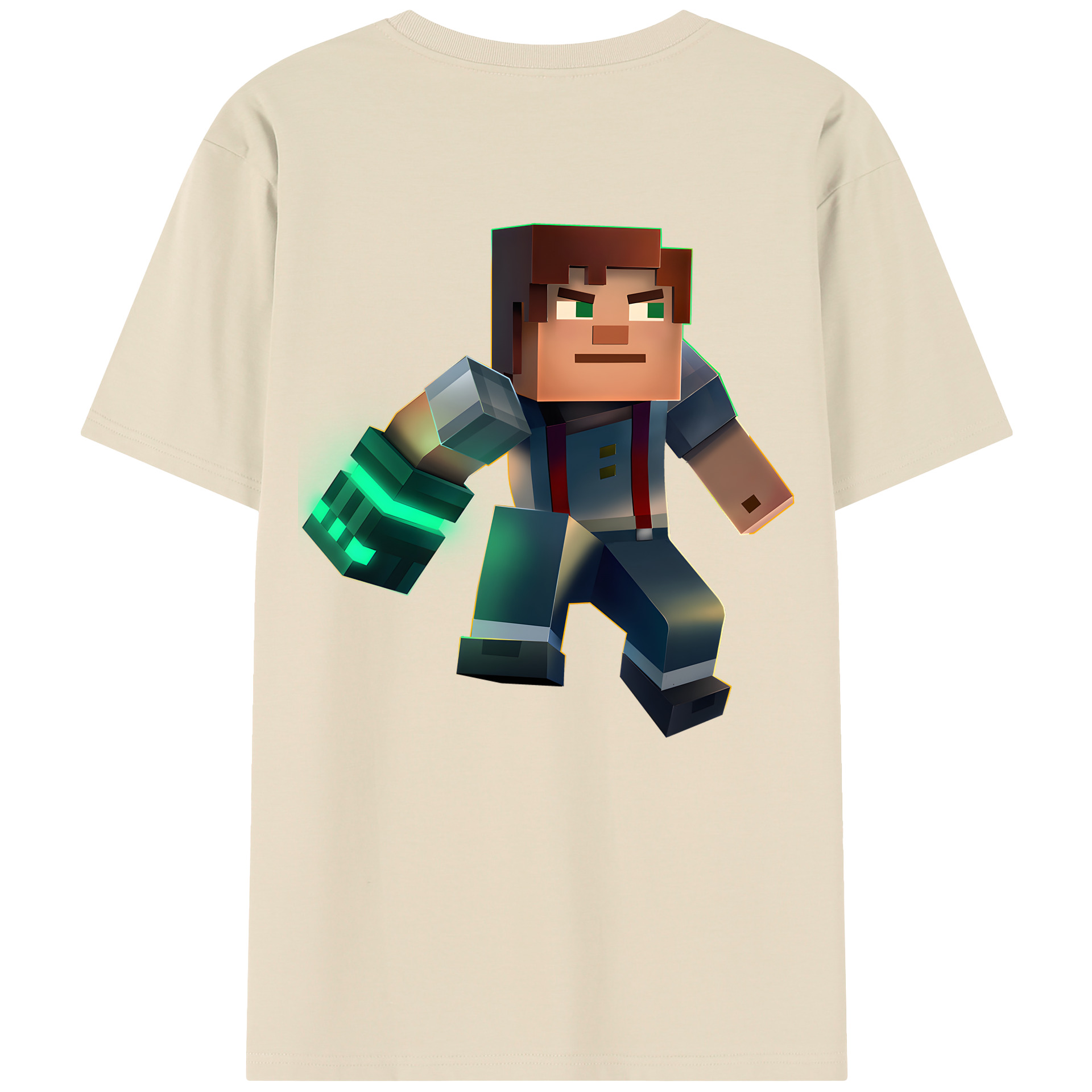 （画像用） マインクラフト ブロックの世界 Minecraft MC Block world 綿100％半袖Tシャツ（背面プリント）