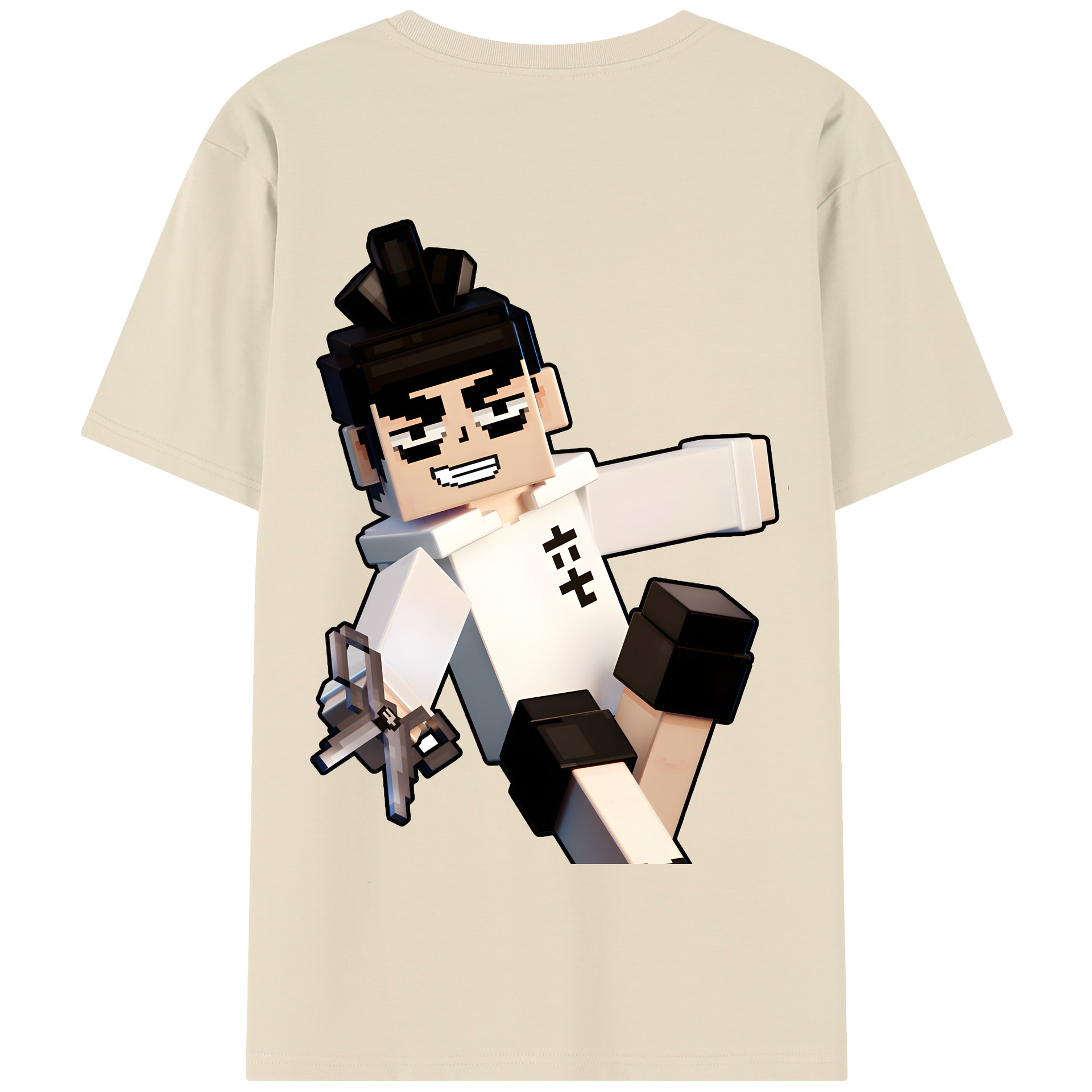 （画像用） マインクラフト ブロックの世界 Minecraft MC Block world 綿100％半袖Tシャツ（背面プリント）
