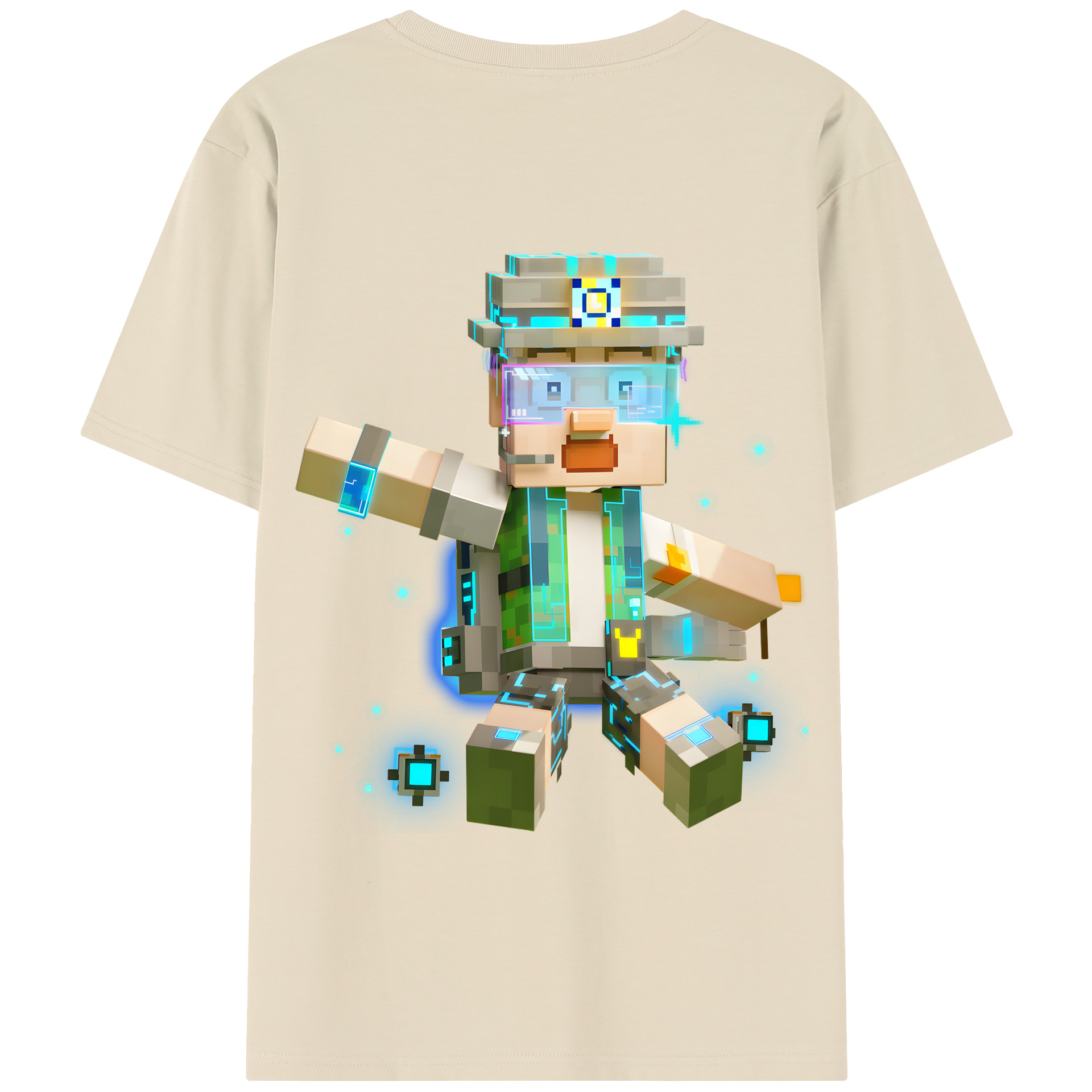 （画像用） マインクラフト ブロックの世界 Minecraft MC Block world 綿100％半袖Tシャツ（背面プリント）