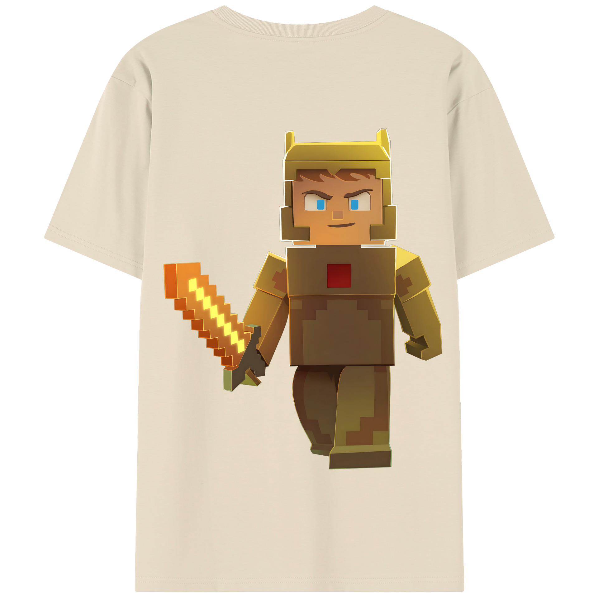 （画像用） マインクラフト ブロックの世界 Minecraft MC Block world 綿100％半袖Tシャツ（背面プリント）