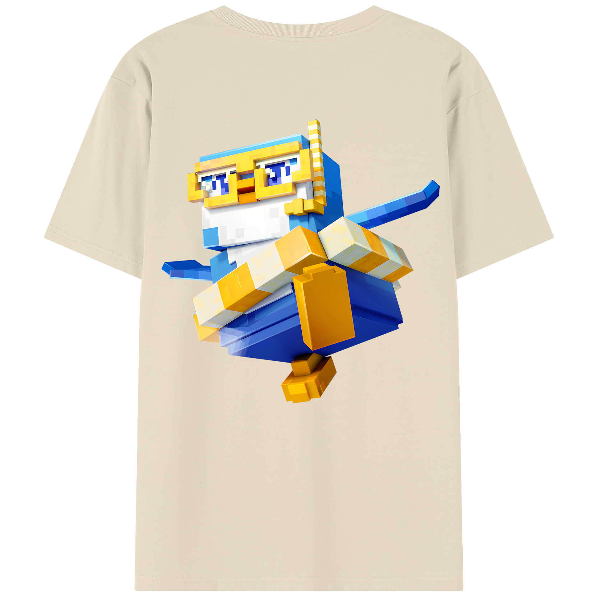 （画像用） マインクラフト ブロックの世界 Minecraft MC Block world 綿100％半袖Tシャツ（背面プリント）