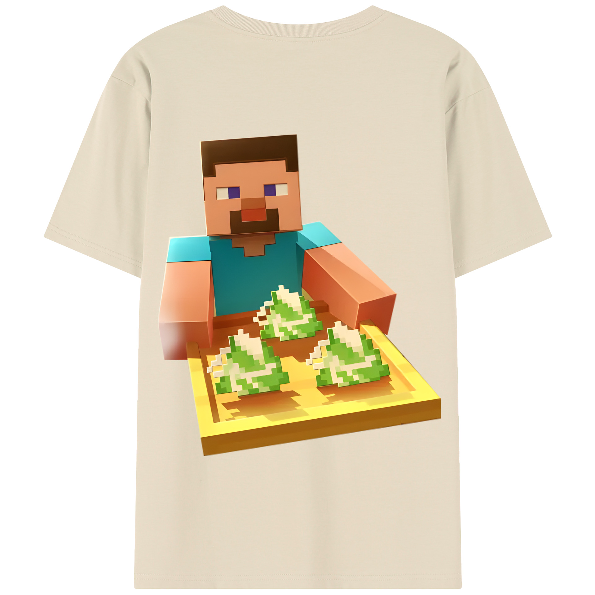 （画像用） マインクラフト ブロックの世界 Minecraft MC Block world 綿100％半袖Tシャツ（背面プリント）