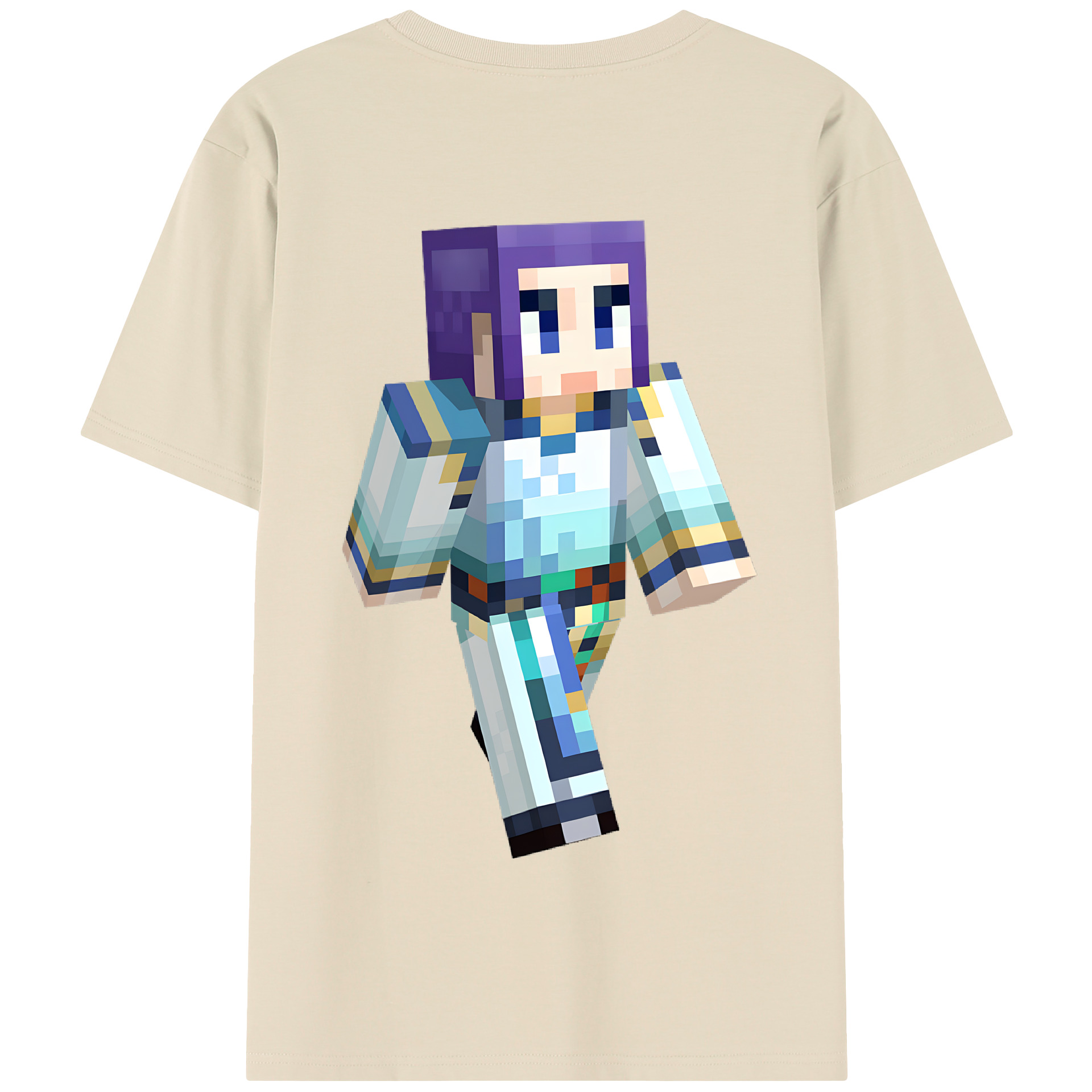 （画像用） マインクラフト ブロックの世界 Minecraft MC Block world 綿100％半袖Tシャツ（背面プリント）