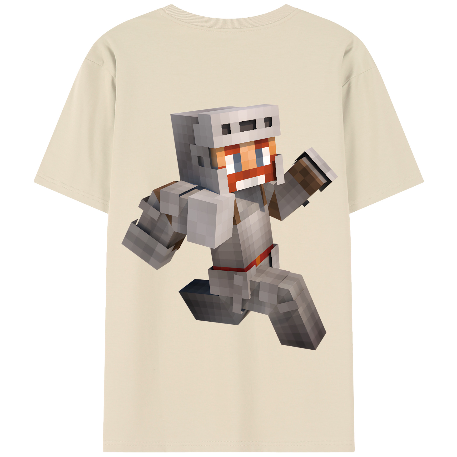 （画像用） マインクラフト ブロックの世界 Minecraft MC Block world 綿100％半袖Tシャツ（背面プリント）