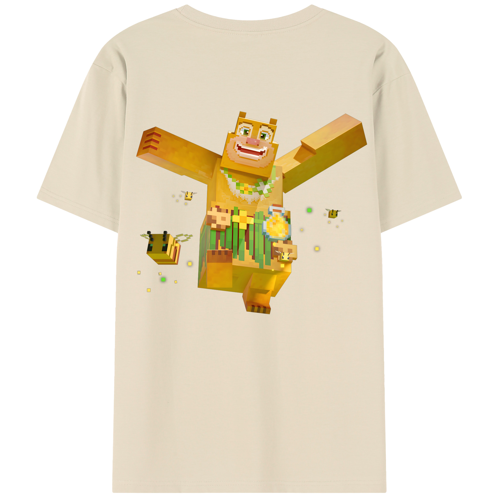 （画像用） マインクラフト ブロックの世界 Minecraft MC Block world 綿100％半袖Tシャツ（背面プリント）