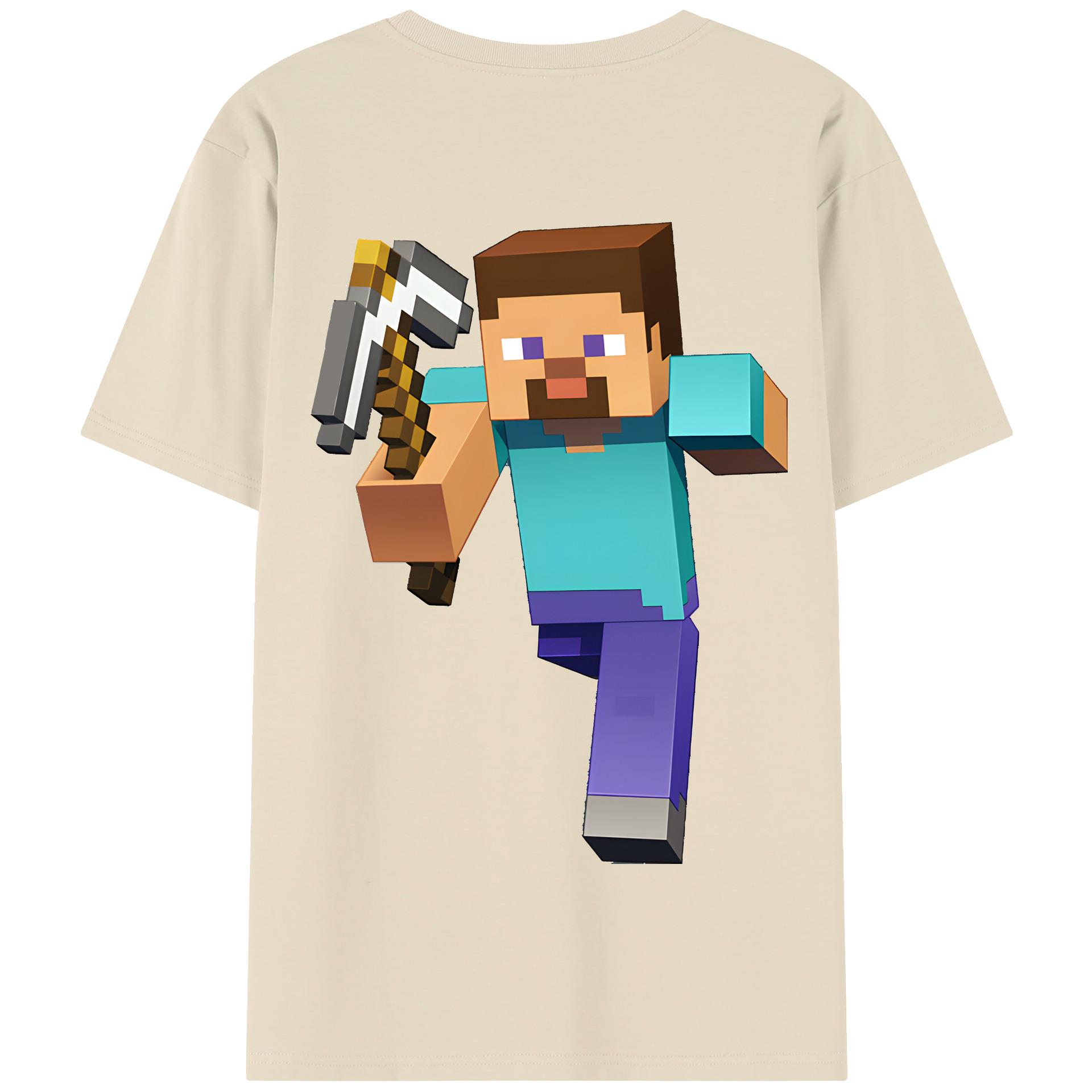 （画像用） マインクラフト ブロックの世界 Minecraft MC Block world 綿100％半袖Tシャツ（背面プリント）