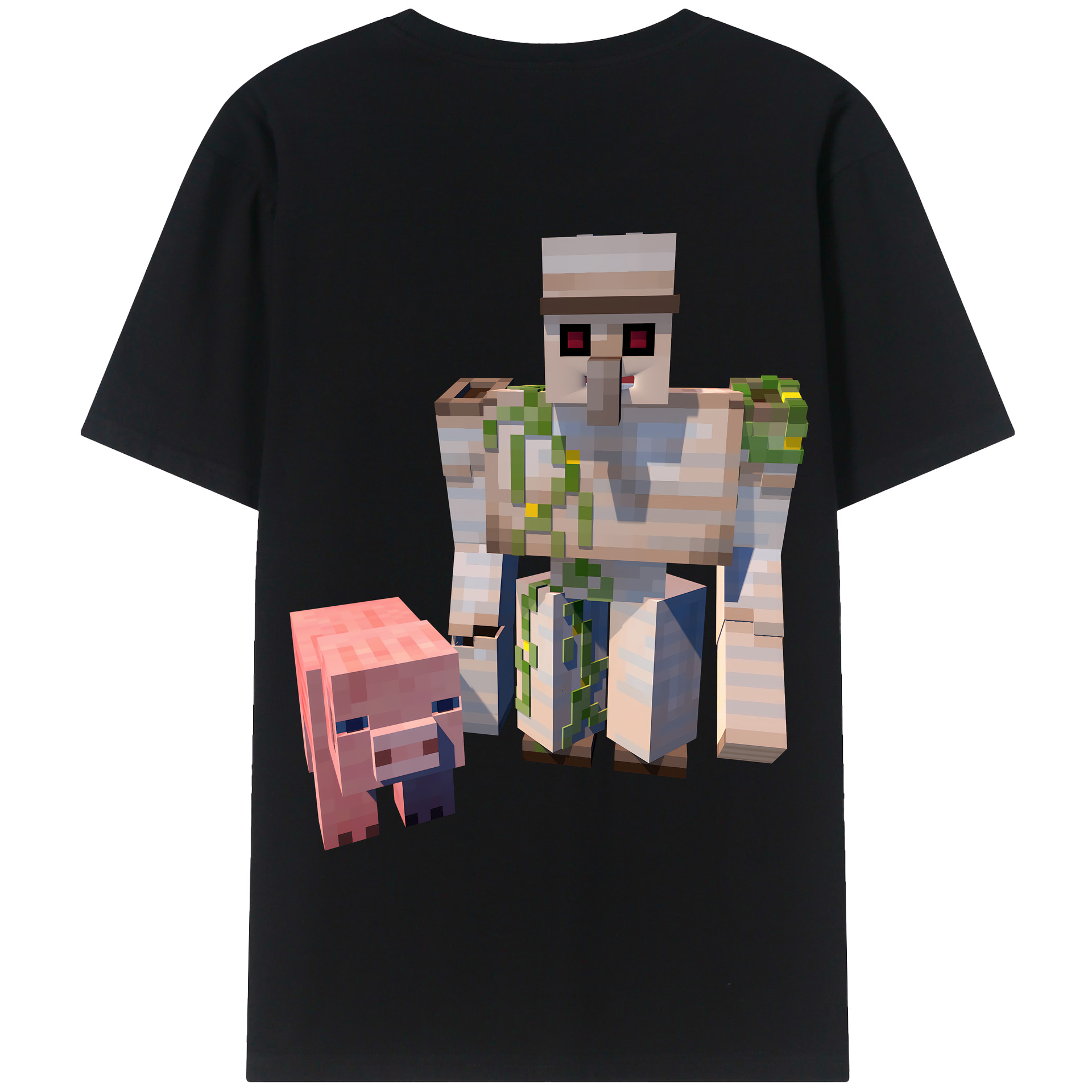 （画像用） マインクラフト ブロックの世界 Minecraft MC Block world 綿100％半袖Tシャツ（背面プリント）