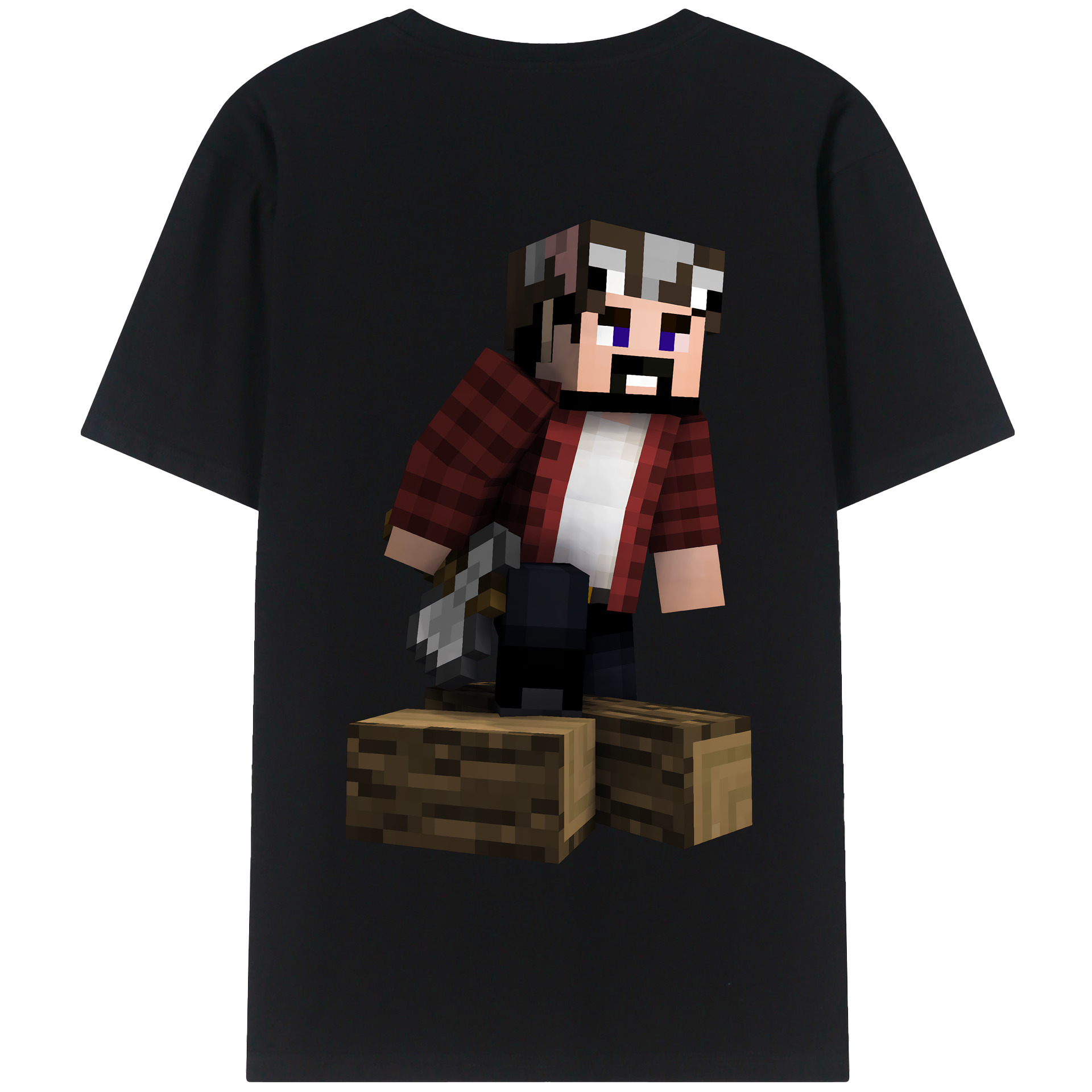 （画像用） マインクラフト ブロックの世界 Minecraft MC Block world 綿100％半袖Tシャツ（背面プリント）
