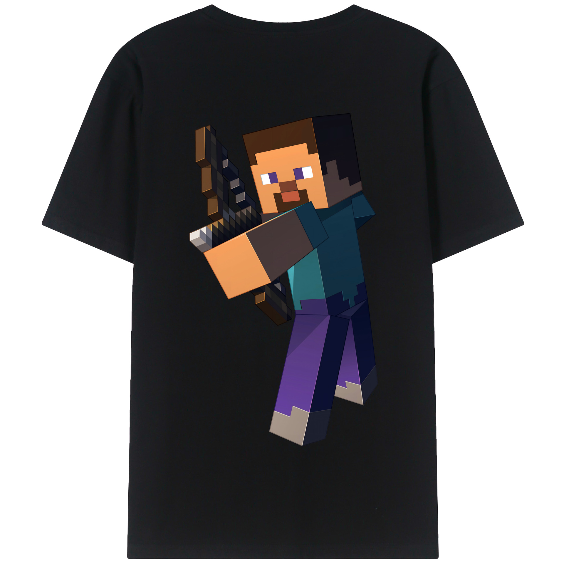 （画像用） マインクラフト ブロックの世界 Minecraft MC Block world 綿100％半袖Tシャツ（背面プリント）