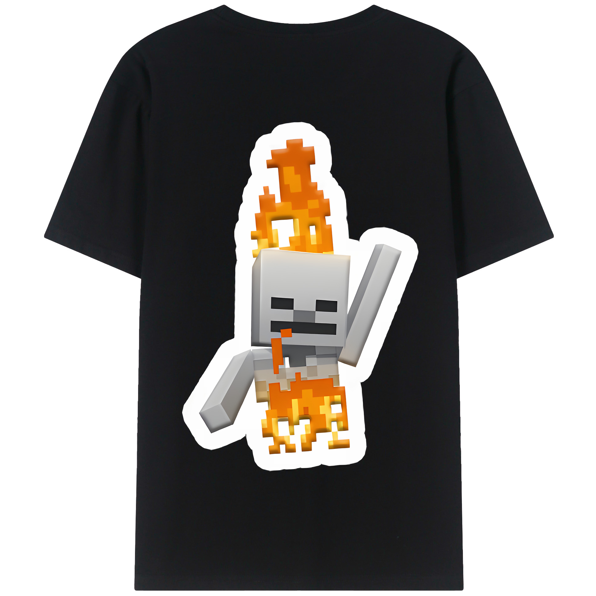 （画像用） マインクラフト ブロックの世界 Minecraft MC Block world 綿100％半袖Tシャツ（背面プリント）