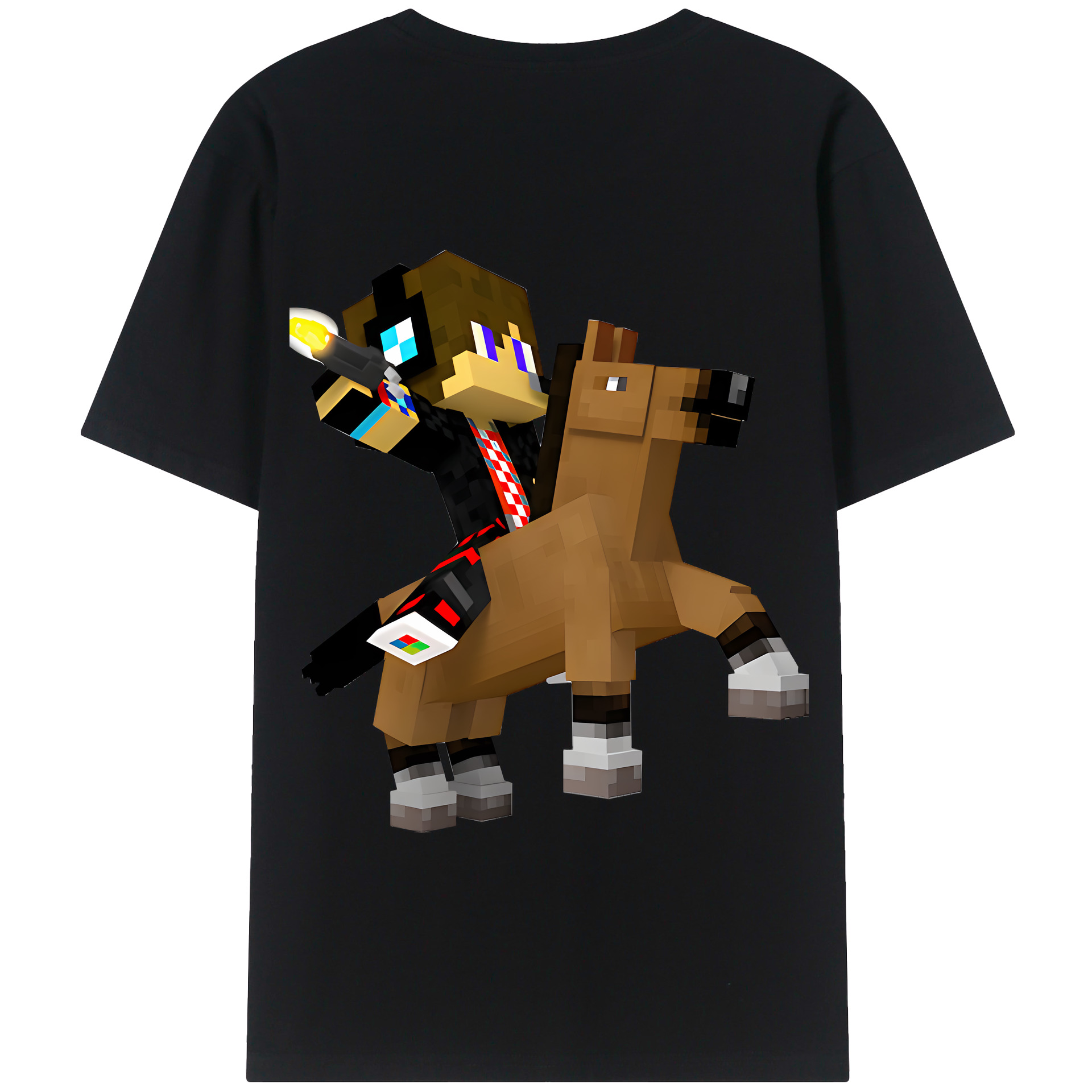 （画像用） マインクラフト ブロックの世界 Minecraft MC Block world 綿100％半袖Tシャツ（背面プリント）