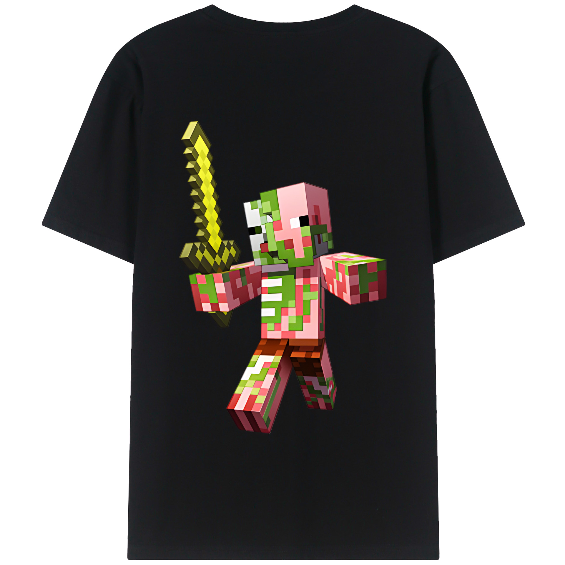 （画像用） マインクラフト ブロックの世界 Minecraft MC Block world 綿100％半袖Tシャツ（背面プリント）