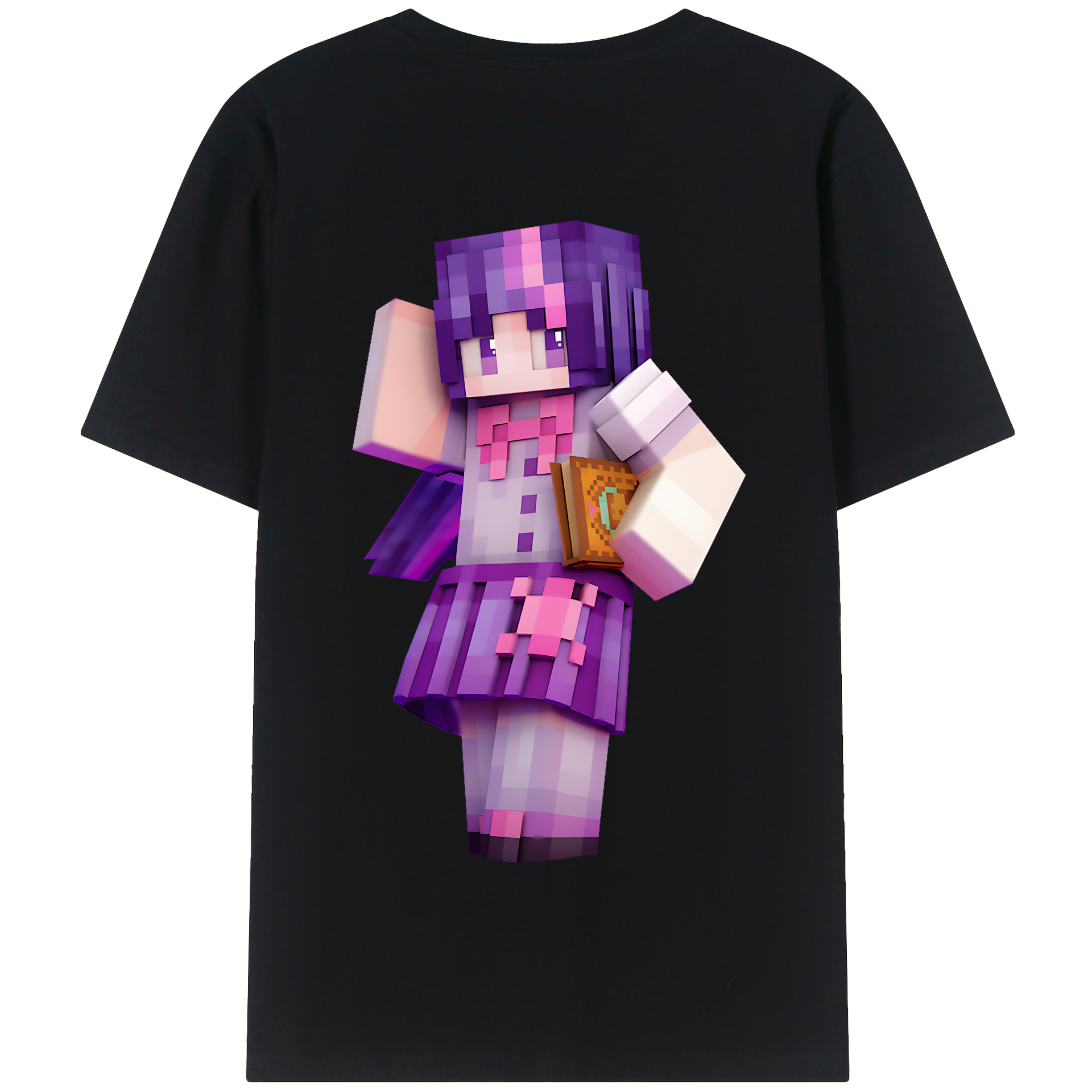 （画像用） マインクラフト ブロックの世界 Minecraft MC Block world 綿100％半袖Tシャツ（背面プリント）