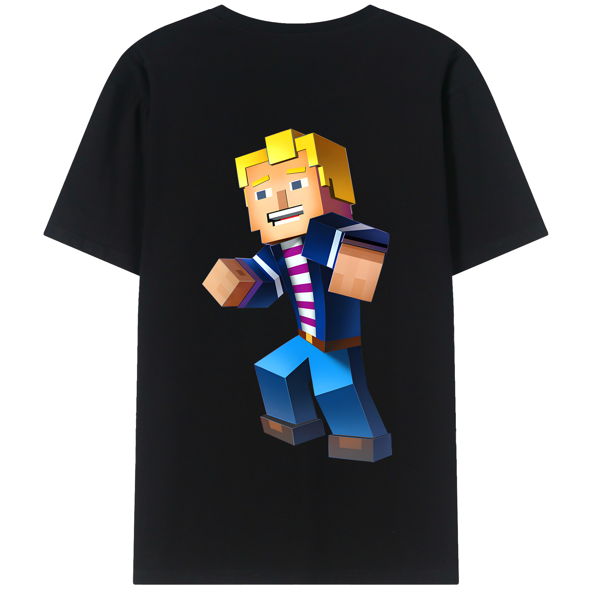 （画像用） マインクラフト ブロックの世界 Minecraft MC Block world 綿100％半袖Tシャツ（背面プリント）