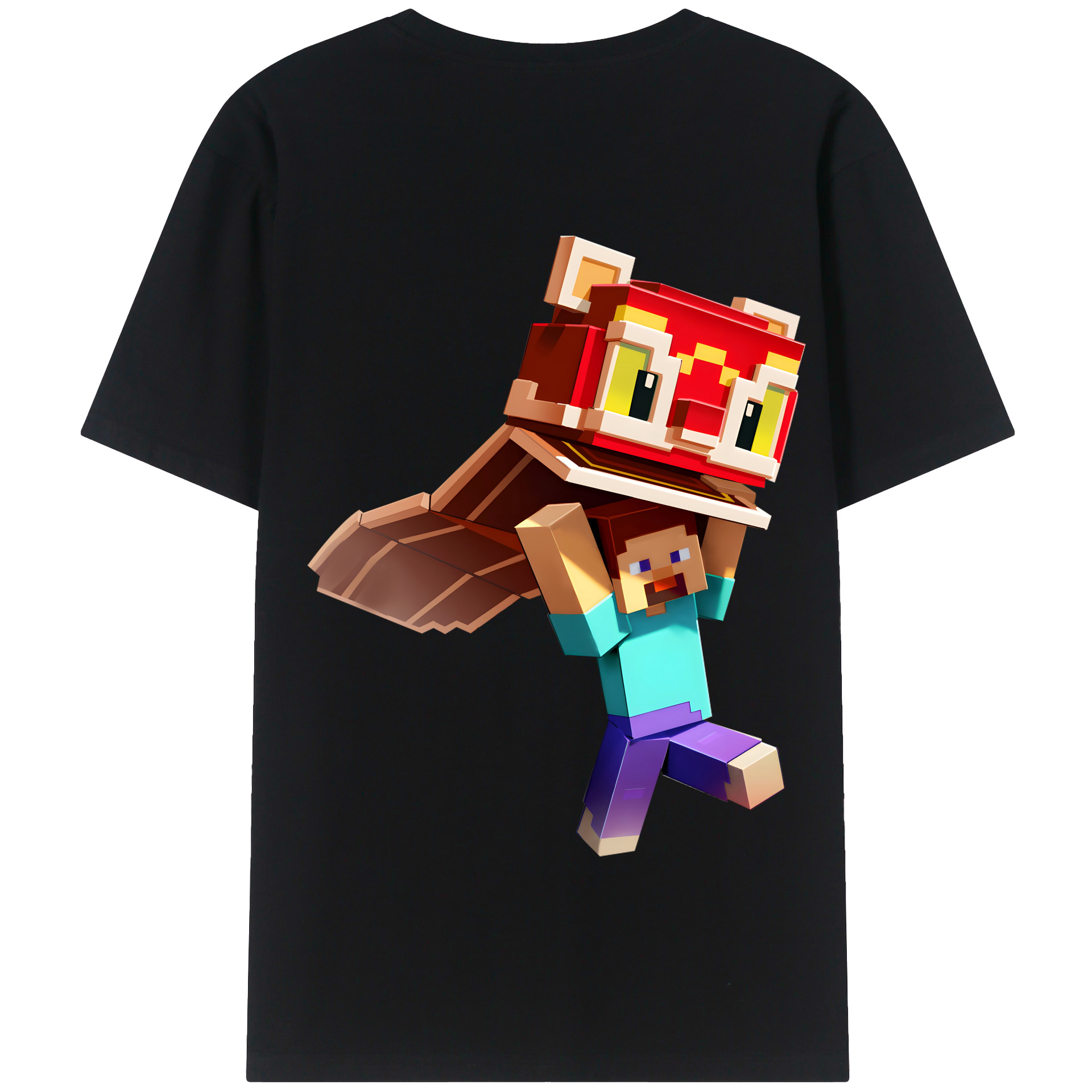 （画像用） マインクラフト ブロックの世界 Minecraft MC Block world 綿100％半袖Tシャツ（背面プリント）