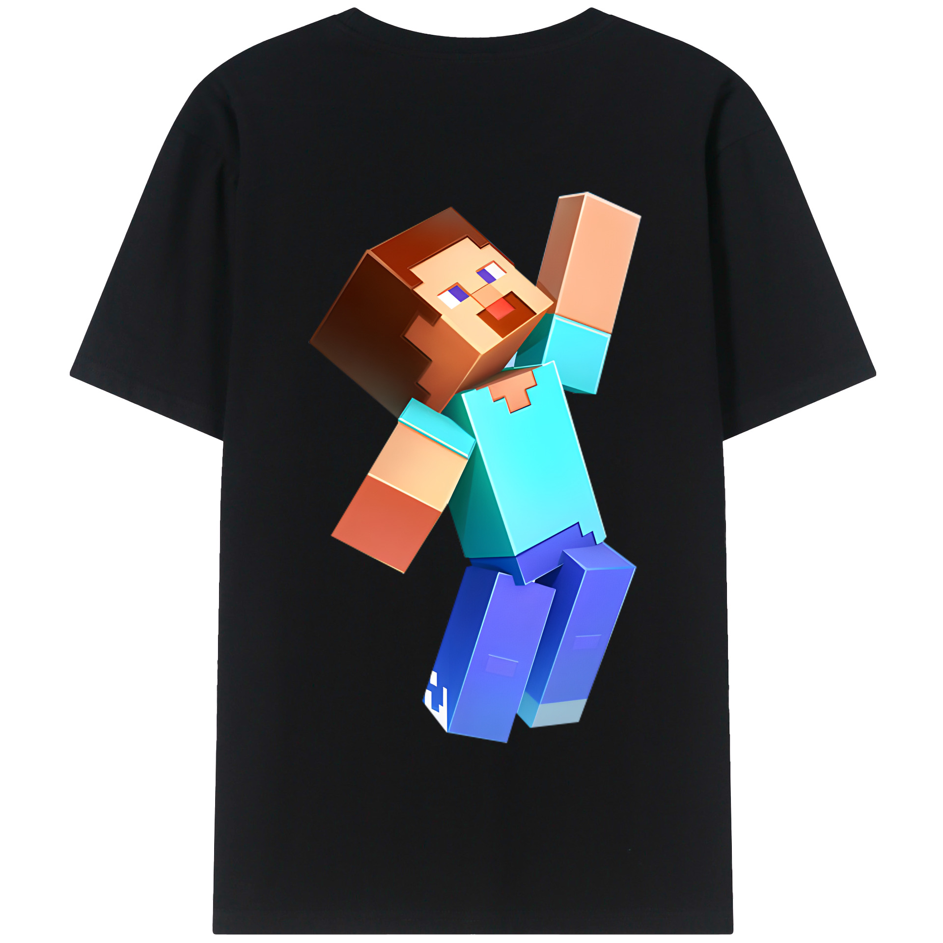 （画像用） マインクラフト ブロックの世界 Minecraft MC Block world 綿100％半袖Tシャツ（背面プリント）