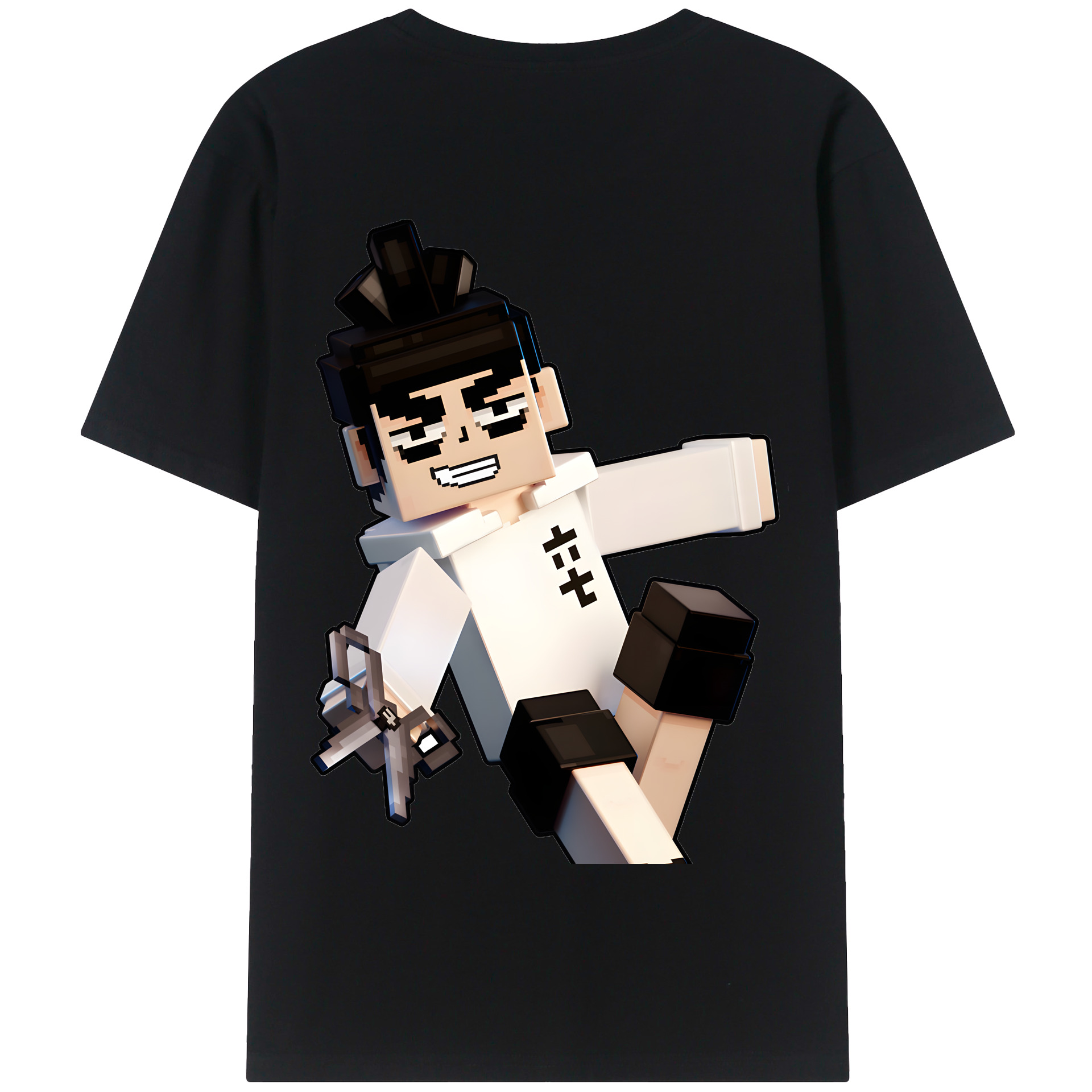（画像用） マインクラフト ブロックの世界 Minecraft MC Block world 綿100％半袖Tシャツ（背面プリント）