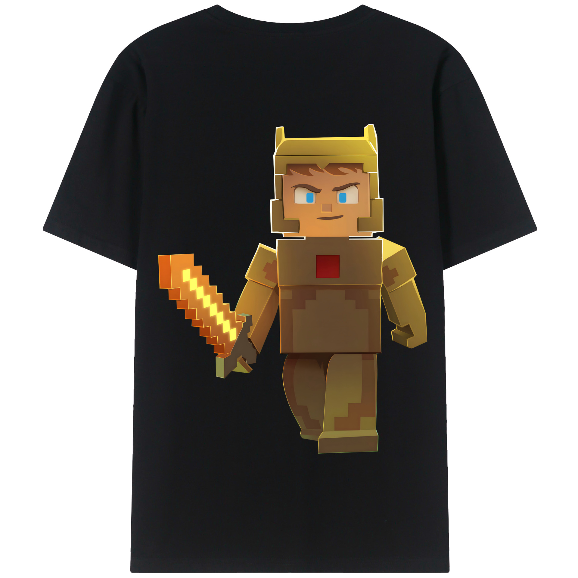 （画像用） マインクラフト ブロックの世界 Minecraft MC Block world 綿100％半袖Tシャツ（背面プリント）