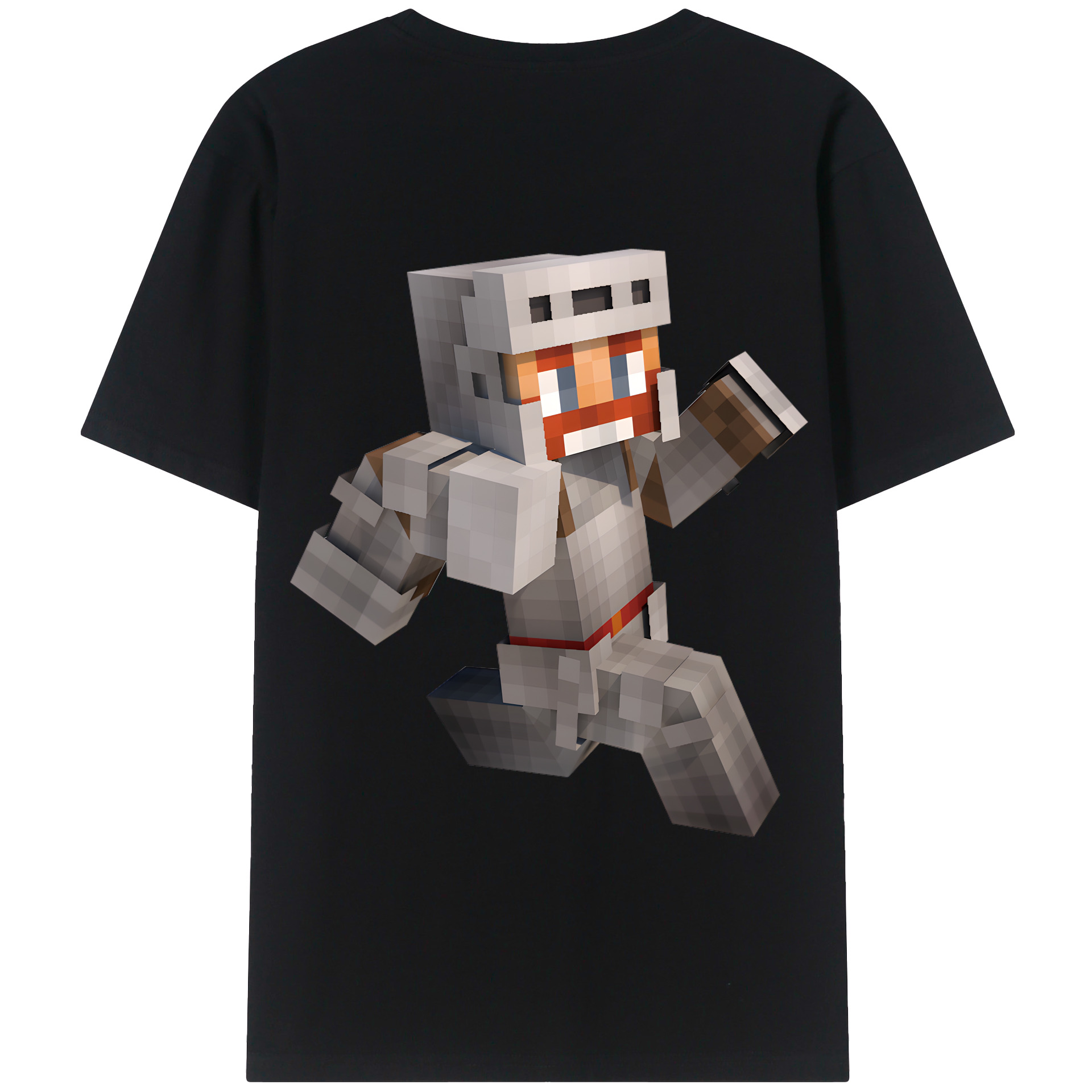 （画像用） マインクラフト ブロックの世界 Minecraft MC Block world 綿100％半袖Tシャツ（背面プリント）