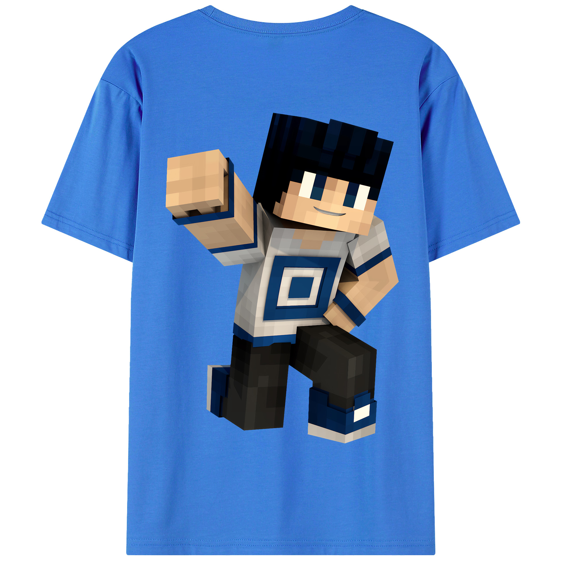 （画像用） マインクラフト ブロックの世界 Minecraft MC Block world 綿100％半袖Tシャツ（背面プリント）