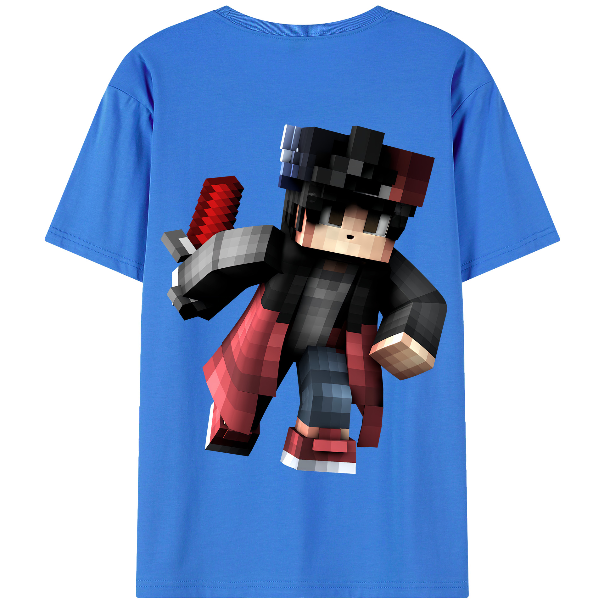 （画像用） マインクラフト ブロックの世界 Minecraft MC Block world 綿100％半袖Tシャツ（背面プリント）