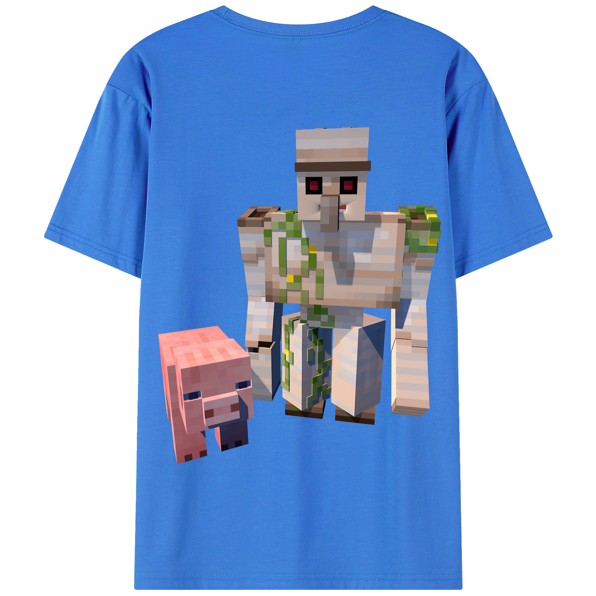 （画像用） マインクラフト ブロックの世界 Minecraft MC Block world 綿100％半袖Tシャツ（背面プリント）