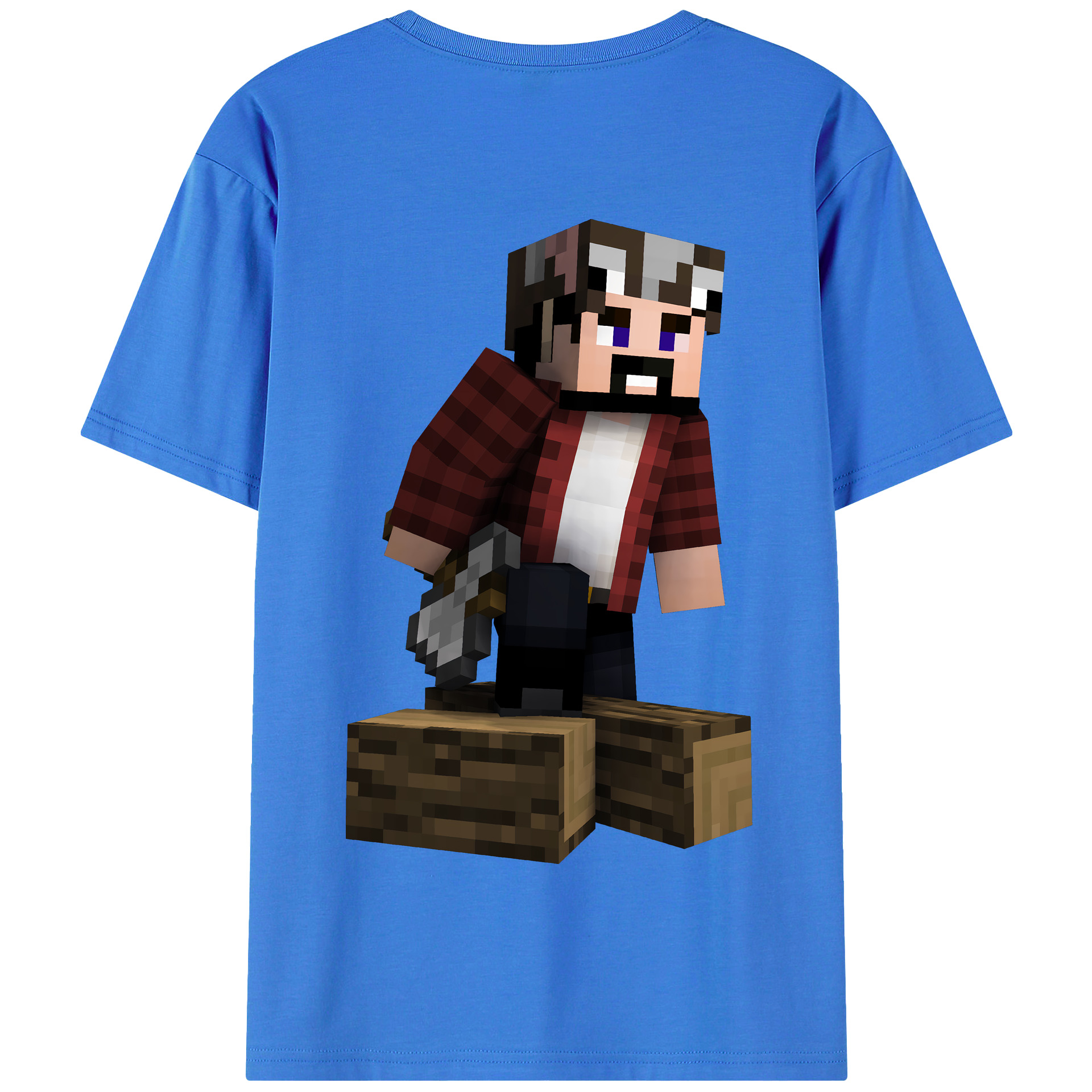 （画像用） マインクラフト ブロックの世界 Minecraft MC Block world 綿100％半袖Tシャツ（背面プリント）