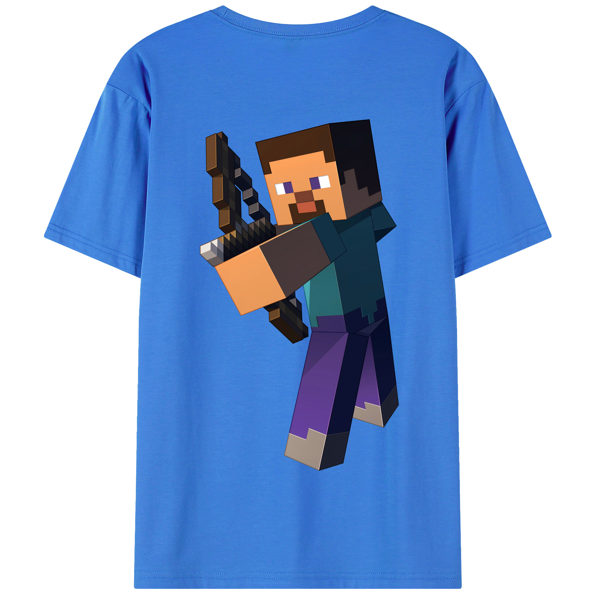 （画像用） マインクラフト ブロックの世界 Minecraft MC Block world 綿100％半袖Tシャツ（背面プリント）