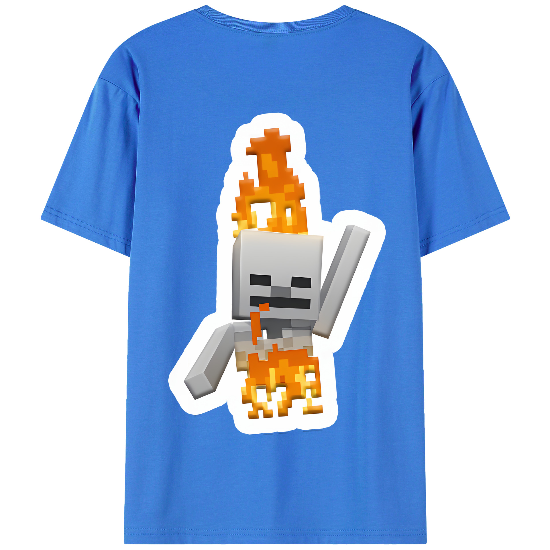 （画像用） マインクラフト ブロックの世界 Minecraft MC Block world 綿100％半袖Tシャツ（背面プリント）