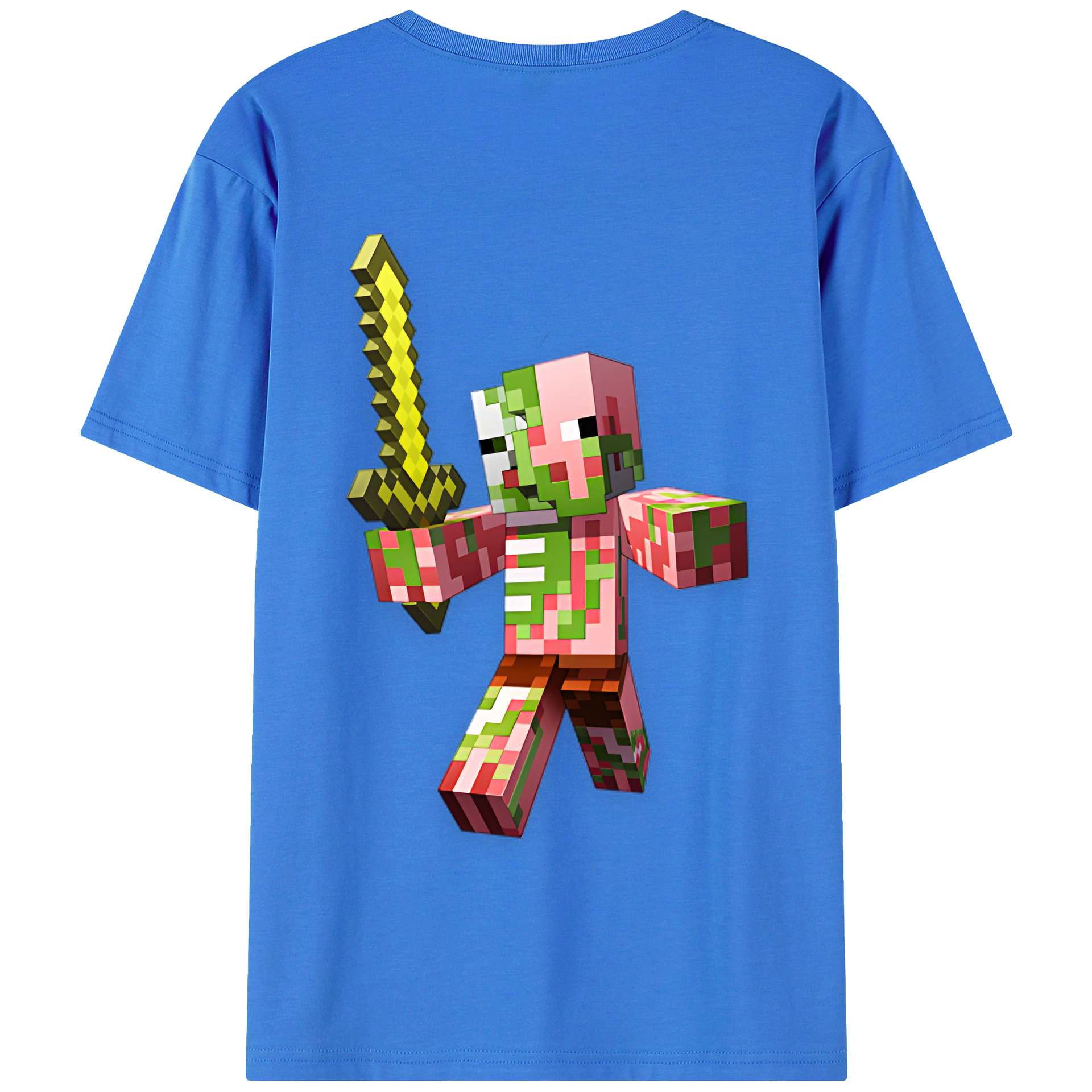（画像用） マインクラフト ブロックの世界 Minecraft MC Block world 綿100％半袖Tシャツ（背面プリント）