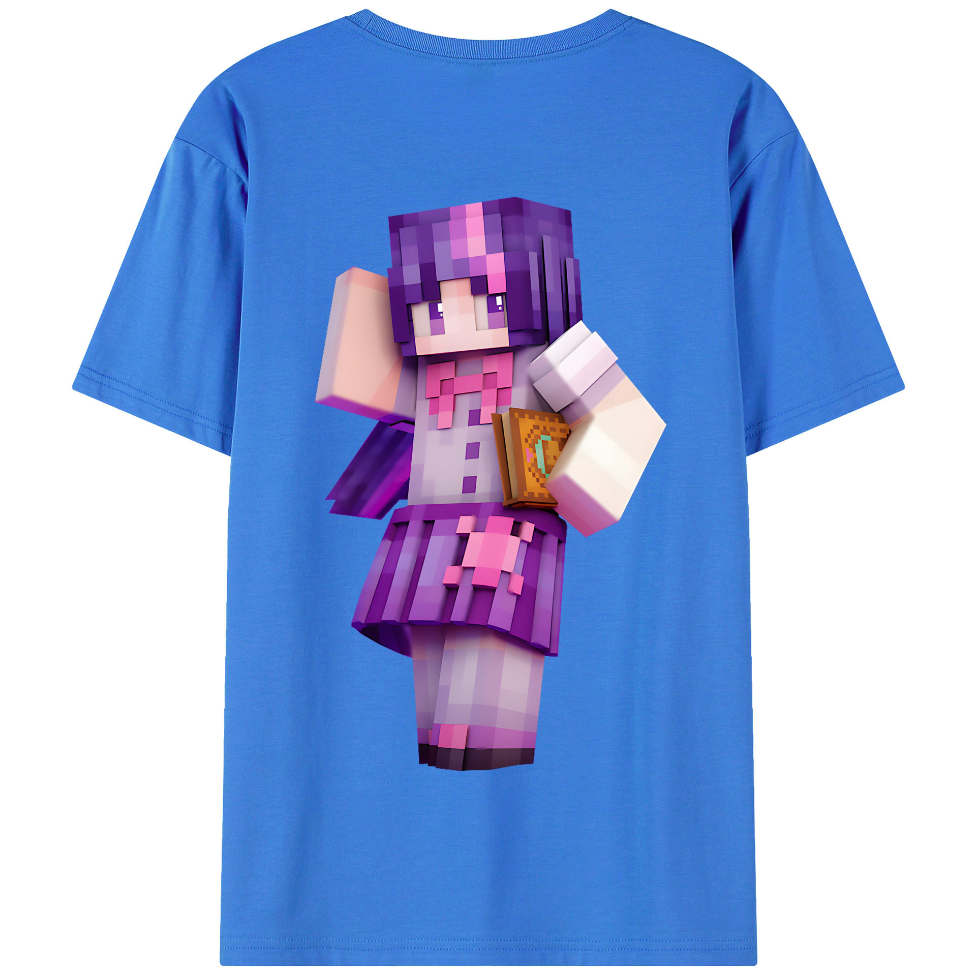（画像用） マインクラフト ブロックの世界 Minecraft MC Block world 綿100％半袖Tシャツ（背面プリント）