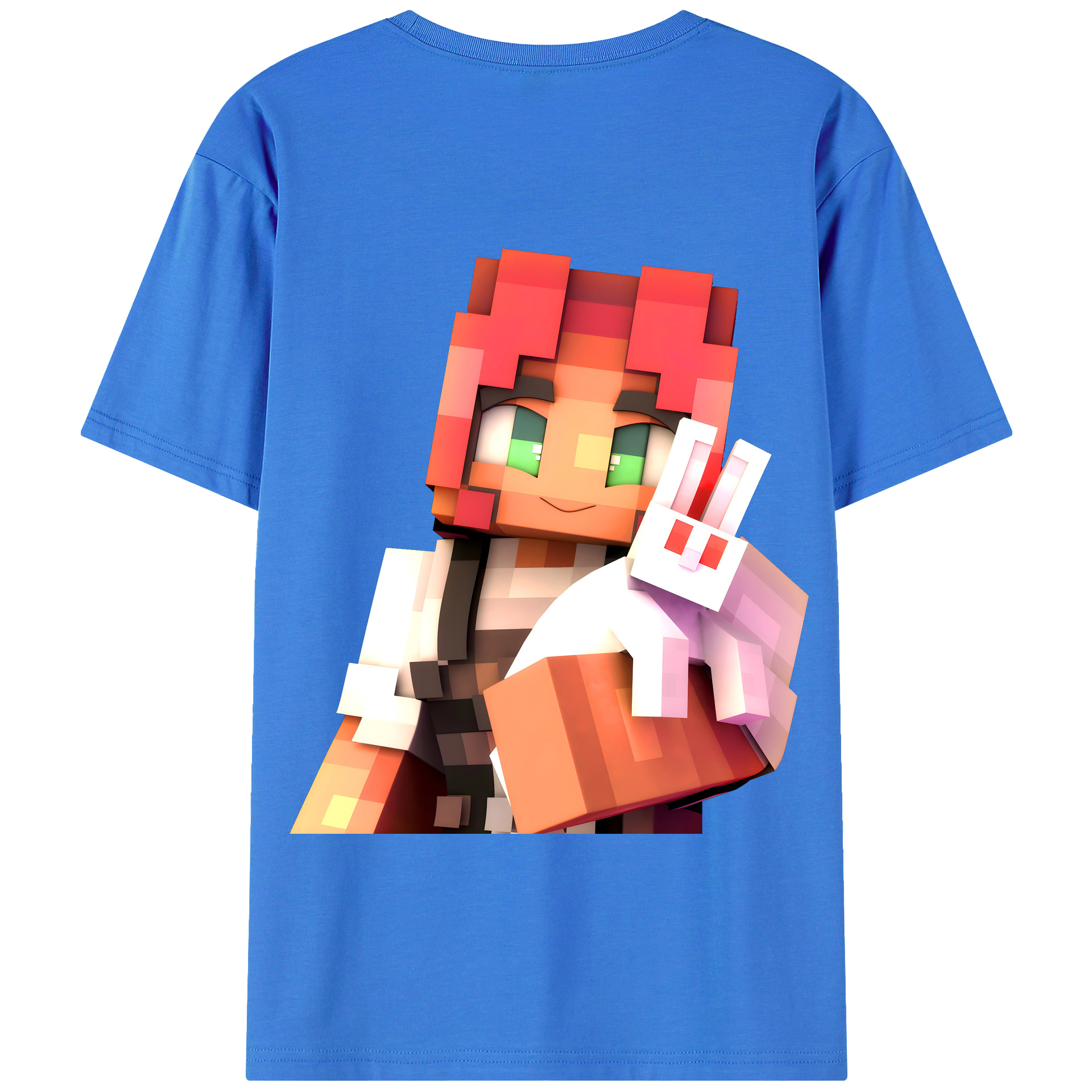 （画像用） マインクラフト ブロックの世界 Minecraft MC Block world 綿100％半袖Tシャツ（背面プリント）