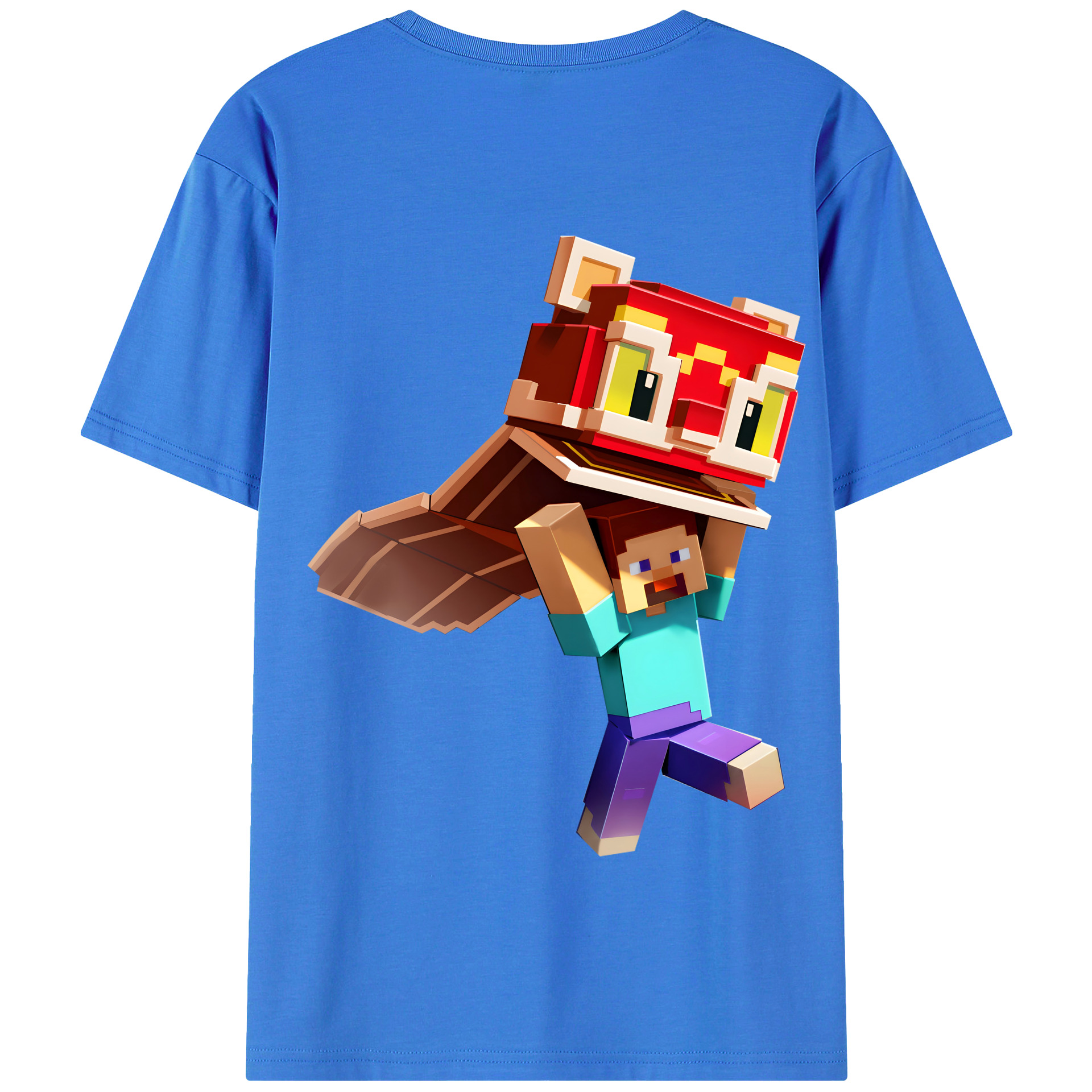 （画像用） マインクラフト ブロックの世界 Minecraft MC Block world 綿100％半袖Tシャツ（背面プリント）