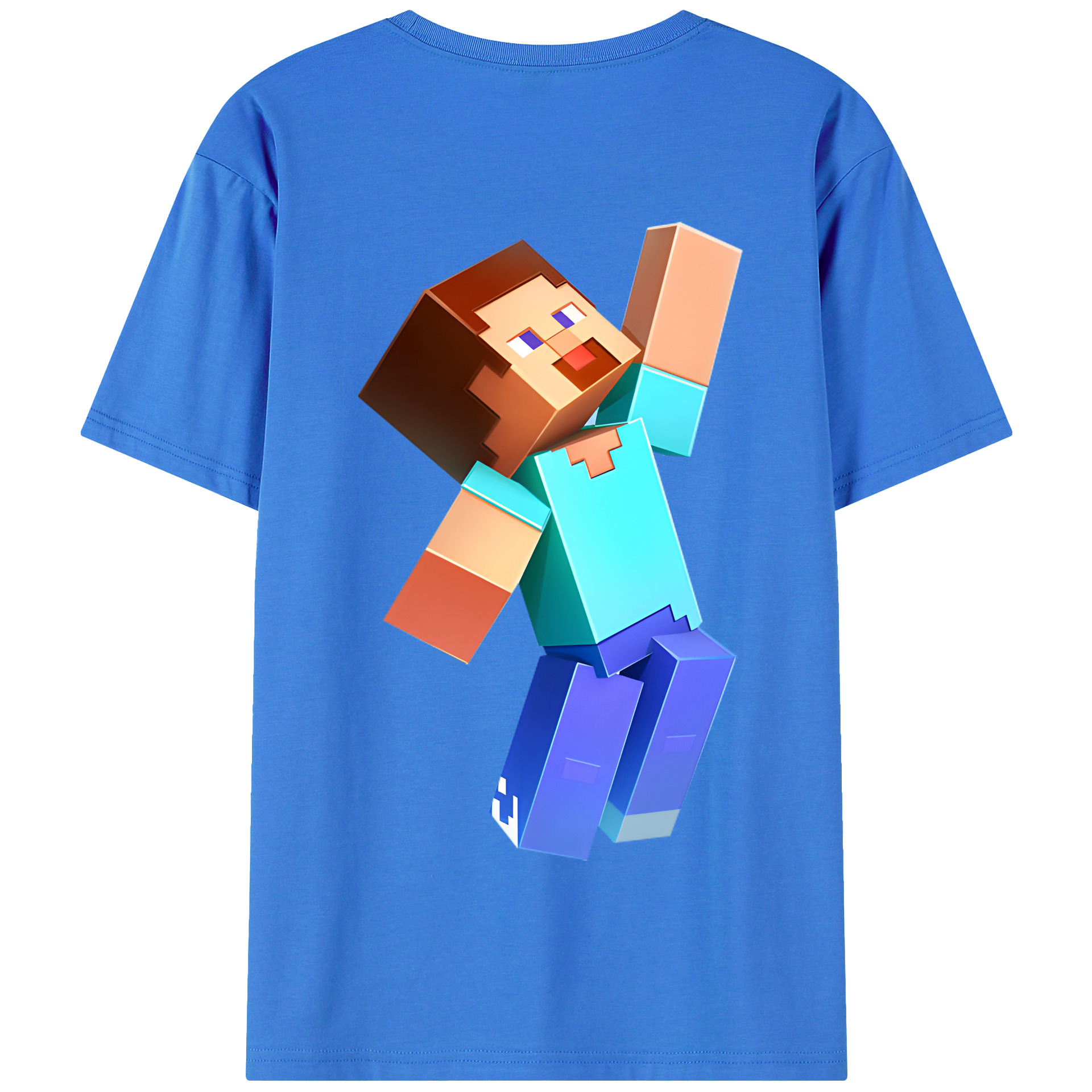 （画像用） マインクラフト ブロックの世界 Minecraft MC Block world 綿100％半袖Tシャツ（背面プリント）