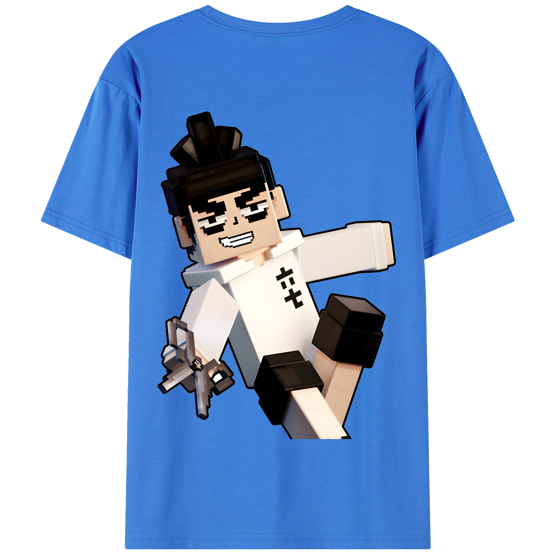（画像用） マインクラフト ブロックの世界 Minecraft MC Block world 綿100％半袖Tシャツ（背面プリント）