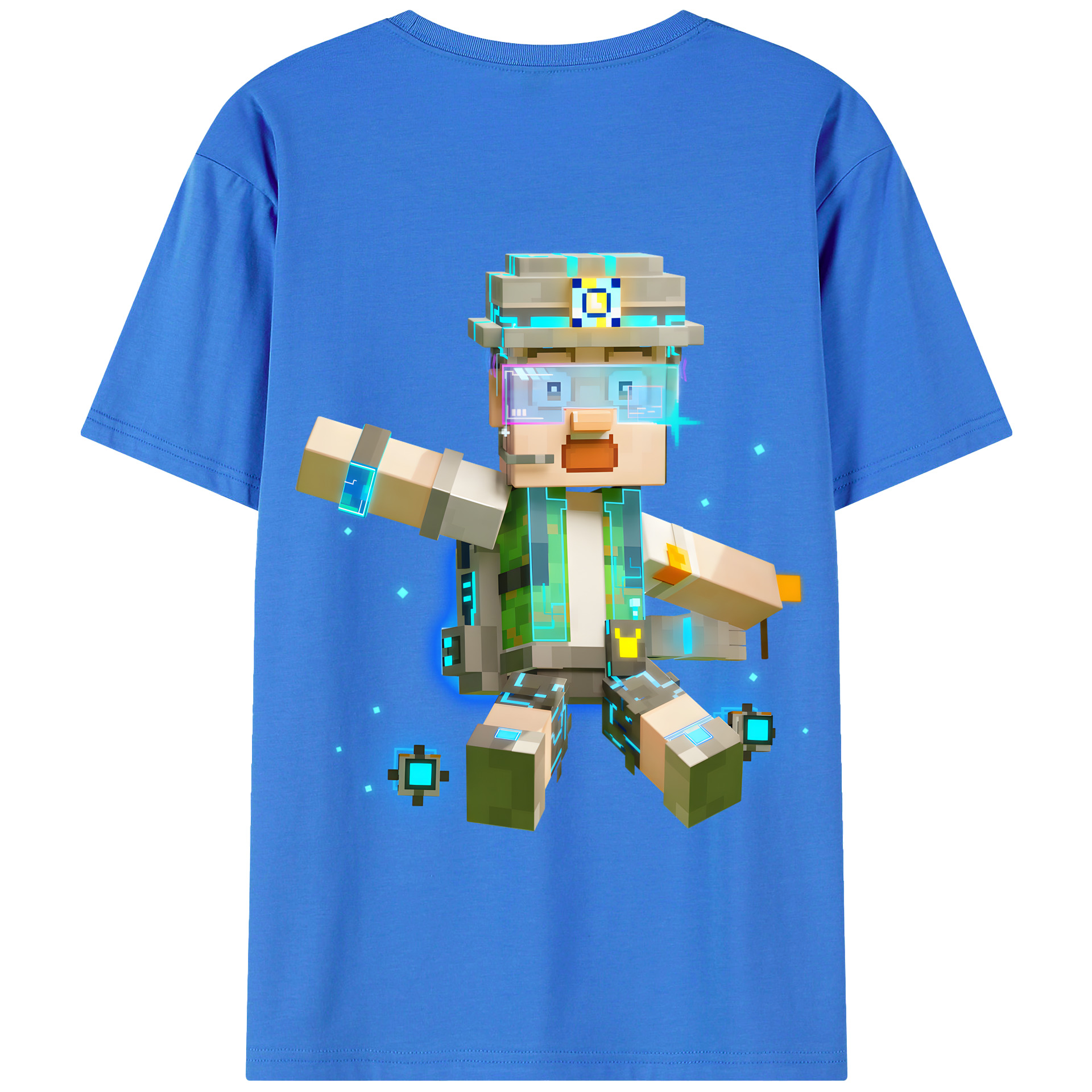 （画像用） マインクラフト ブロックの世界 Minecraft MC Block world 綿100％半袖Tシャツ（背面プリント）