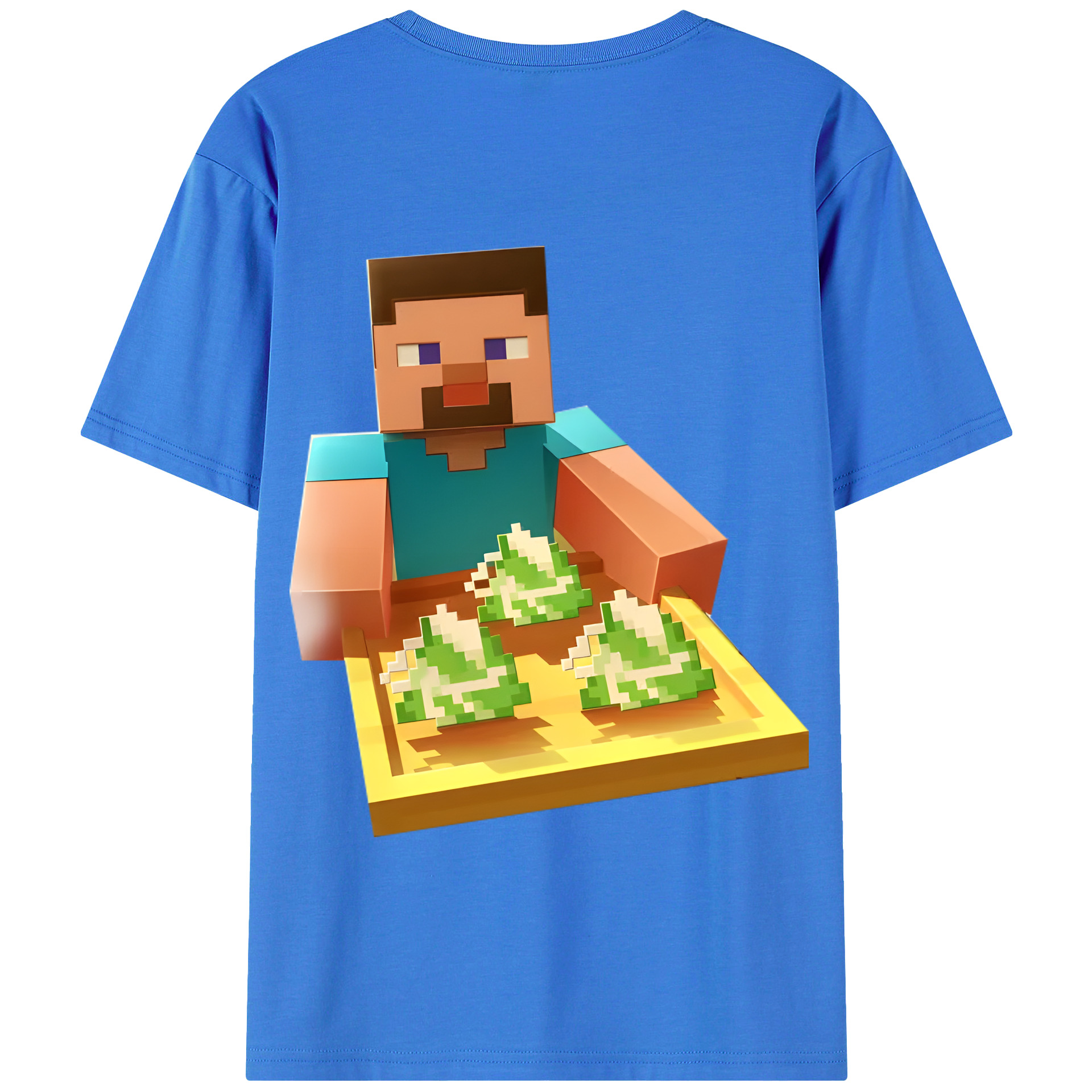（画像用） マインクラフト ブロックの世界 Minecraft MC Block world 綿100％半袖Tシャツ（背面プリント）