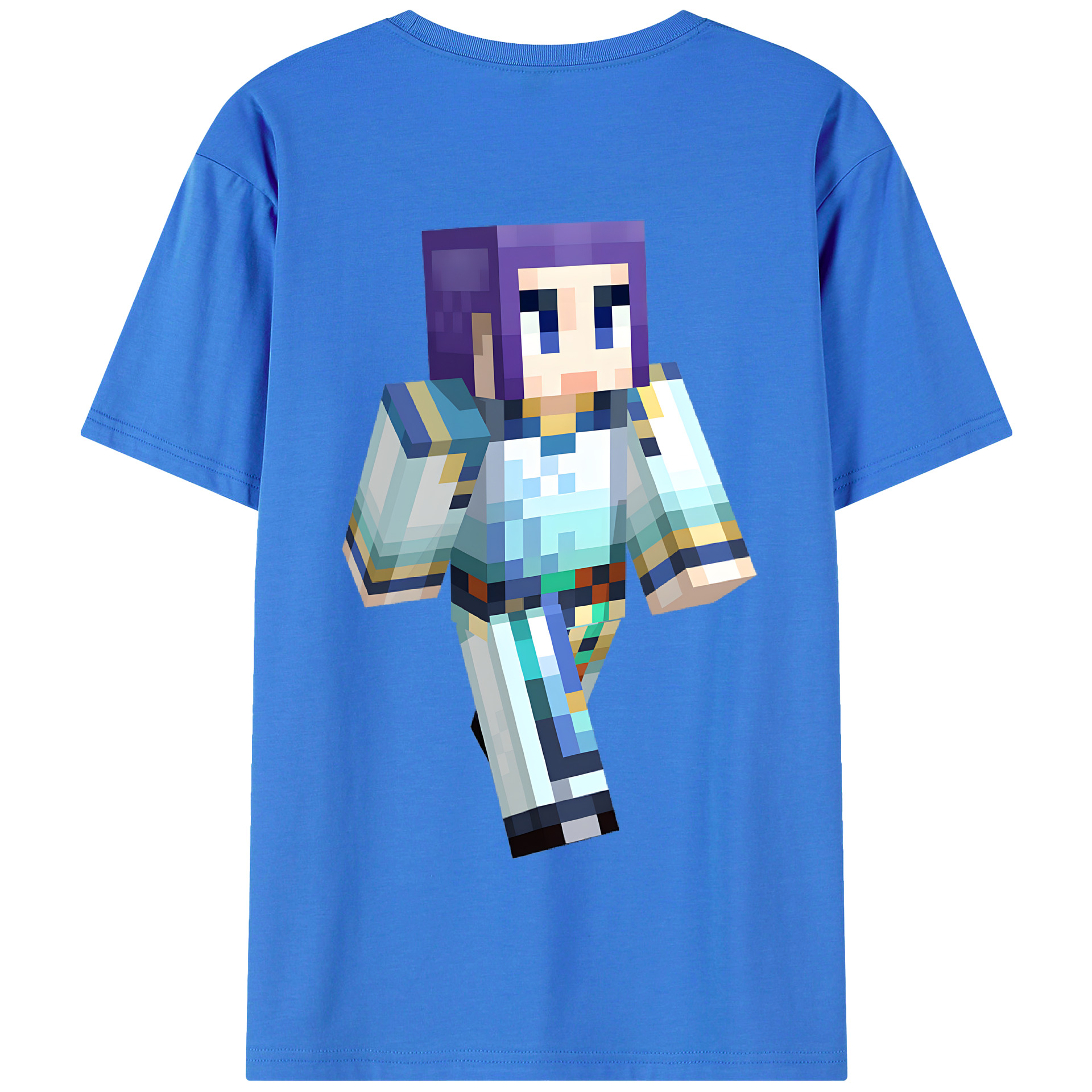 （画像用） マインクラフト ブロックの世界 Minecraft MC Block world 綿100％半袖Tシャツ（背面プリント）
