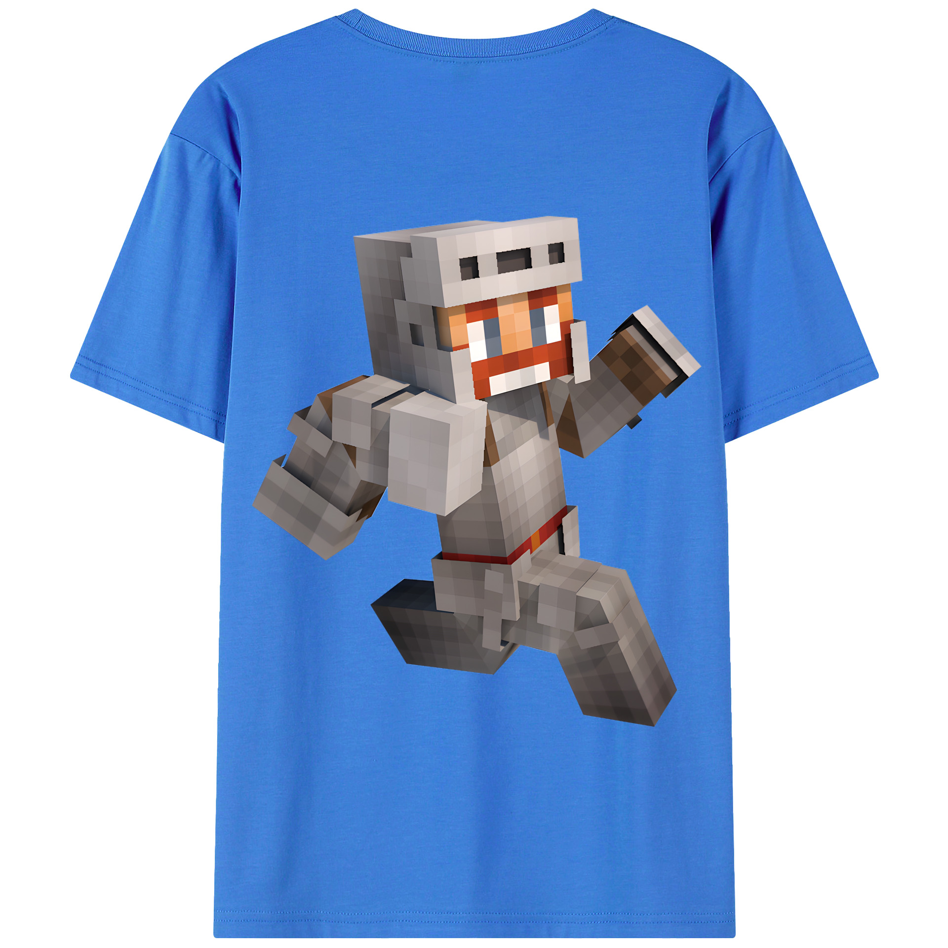 （画像用） マインクラフト ブロックの世界 Minecraft MC Block world 綿100％半袖Tシャツ（背面プリント）