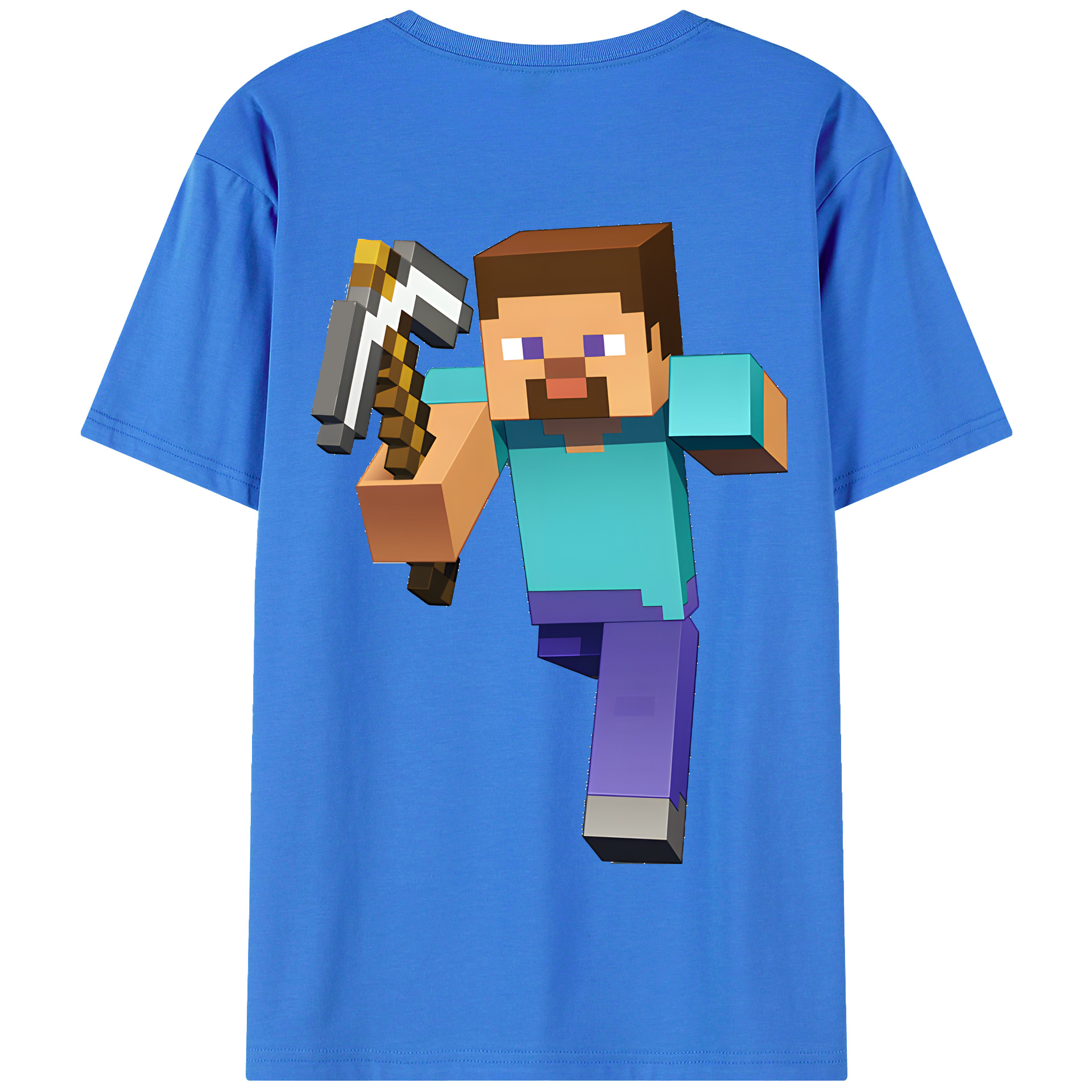 （画像用） マインクラフト ブロックの世界 Minecraft MC Block world 綿100％半袖Tシャツ（背面プリント）