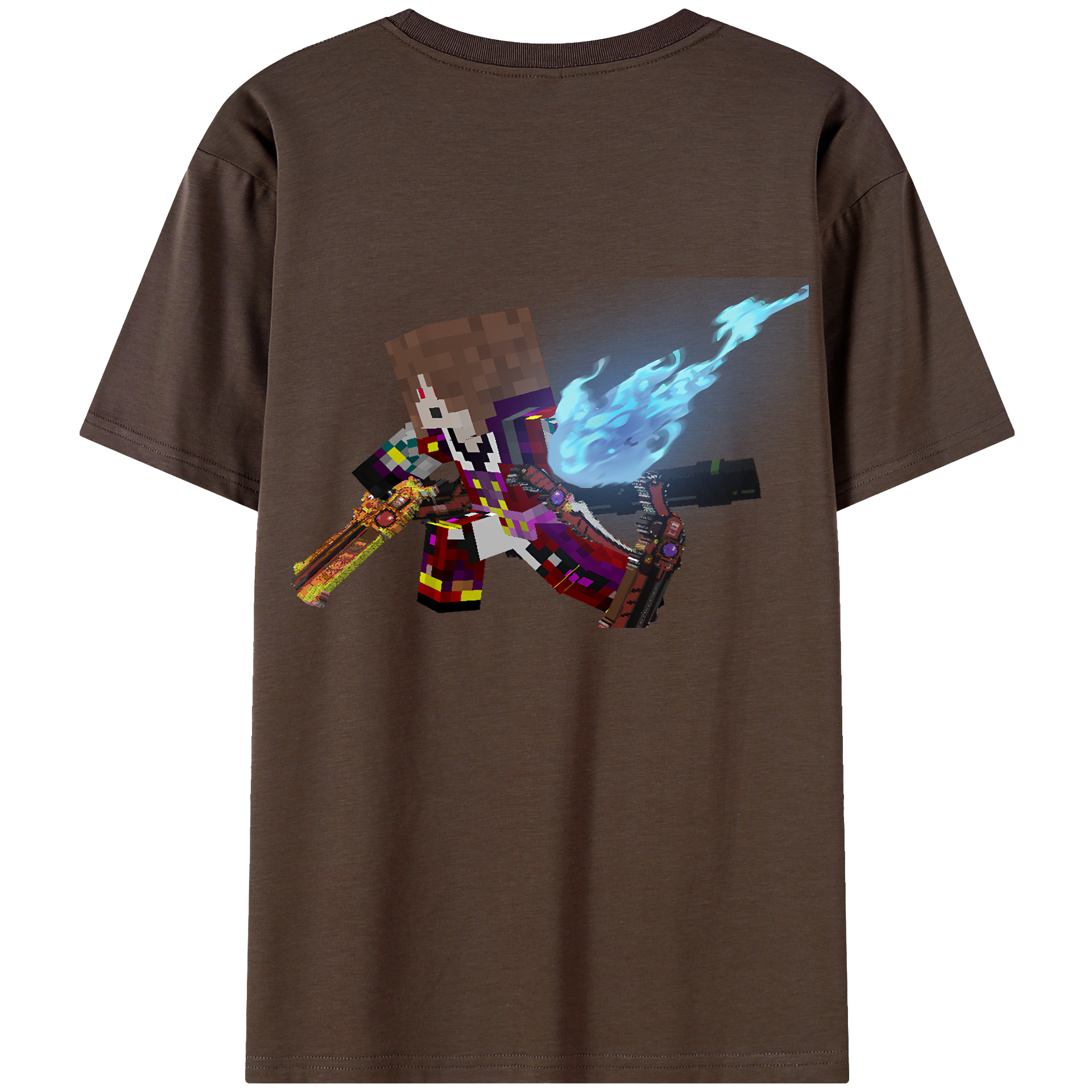 （画像用） マインクラフト ブロックの世界 Minecraft MC Block world 綿100％半袖Tシャツ（背面プリント）