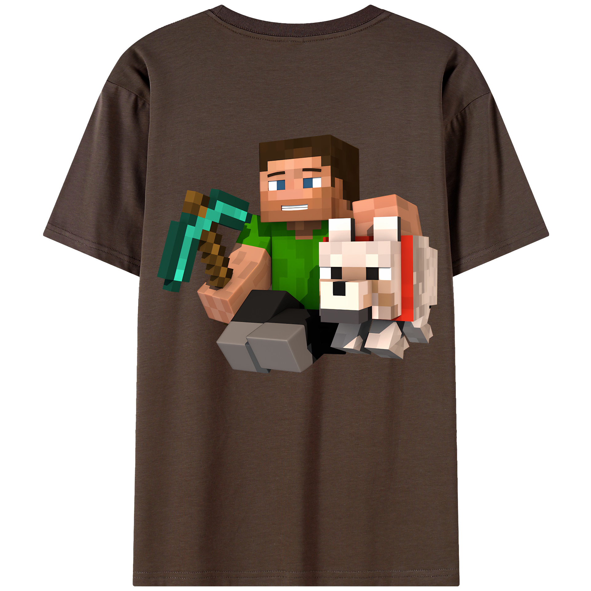 （画像用） マインクラフト ブロックの世界 Minecraft MC Block world 綿100％半袖Tシャツ（背面プリント）