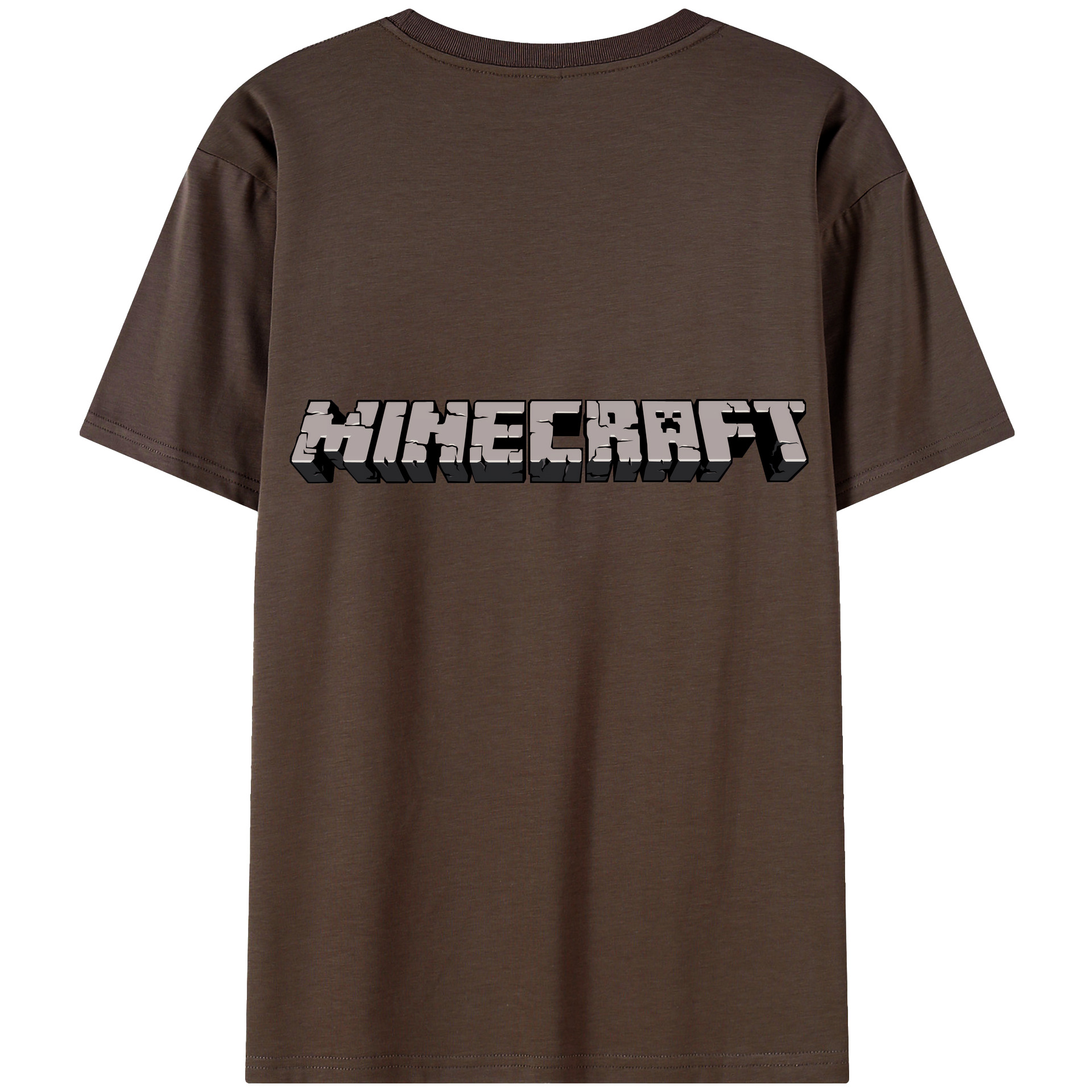 （画像用） マインクラフト ブロックの世界 Minecraft MC Block world 綿100％半袖Tシャツ（背面プリント）