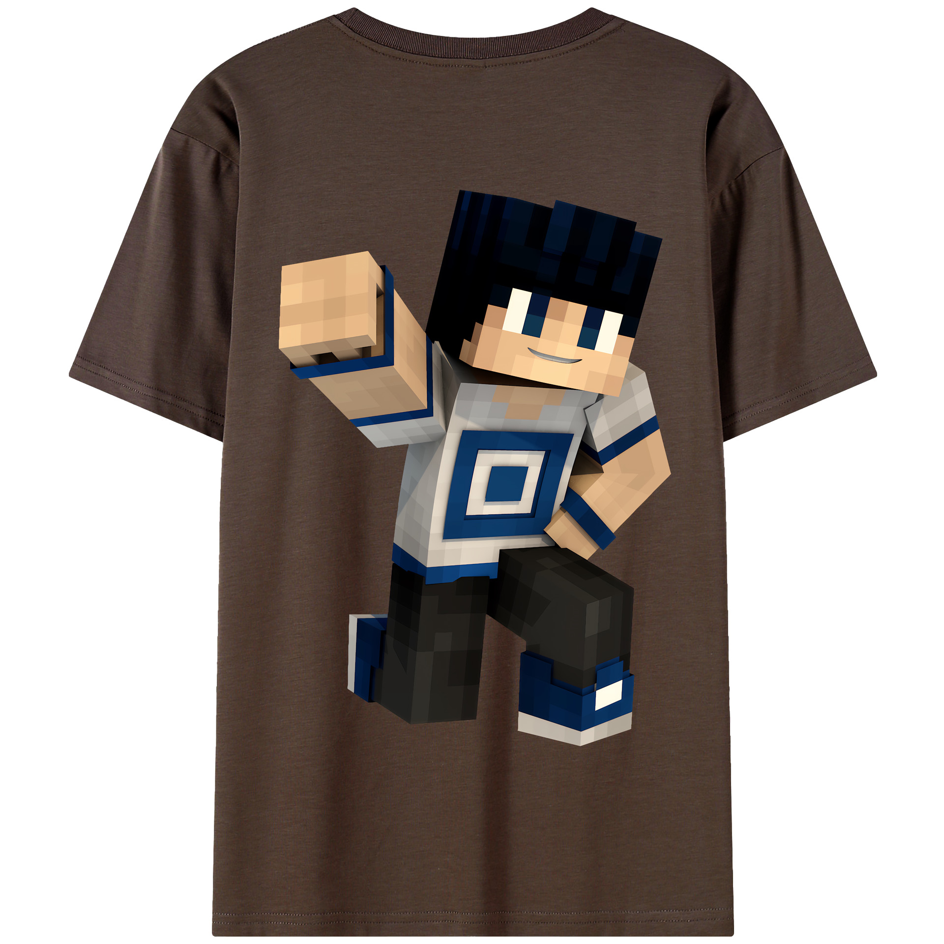 （画像用） マインクラフト ブロックの世界 Minecraft MC Block world 綿100％半袖Tシャツ（背面プリント）